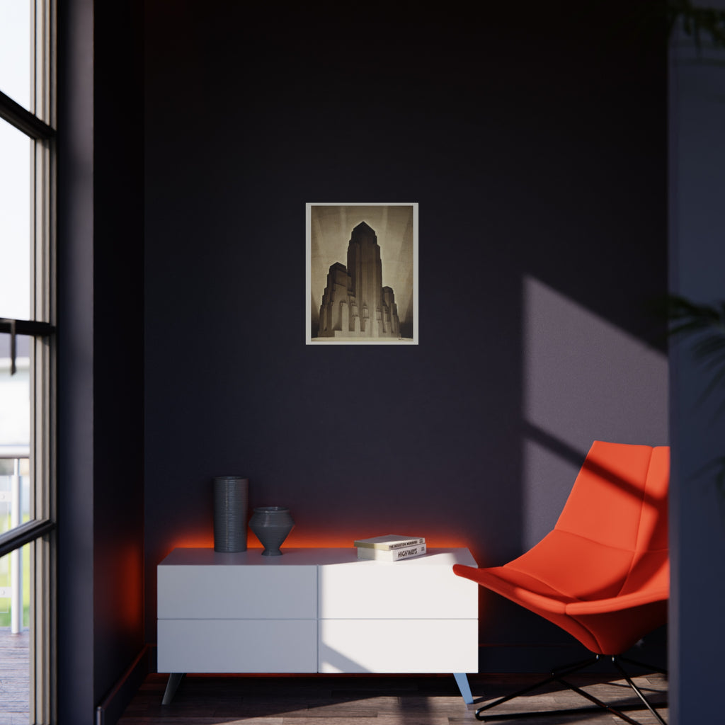 Art Deco Skyscraper Foam Board Print — Vintage Architectural Wall Art