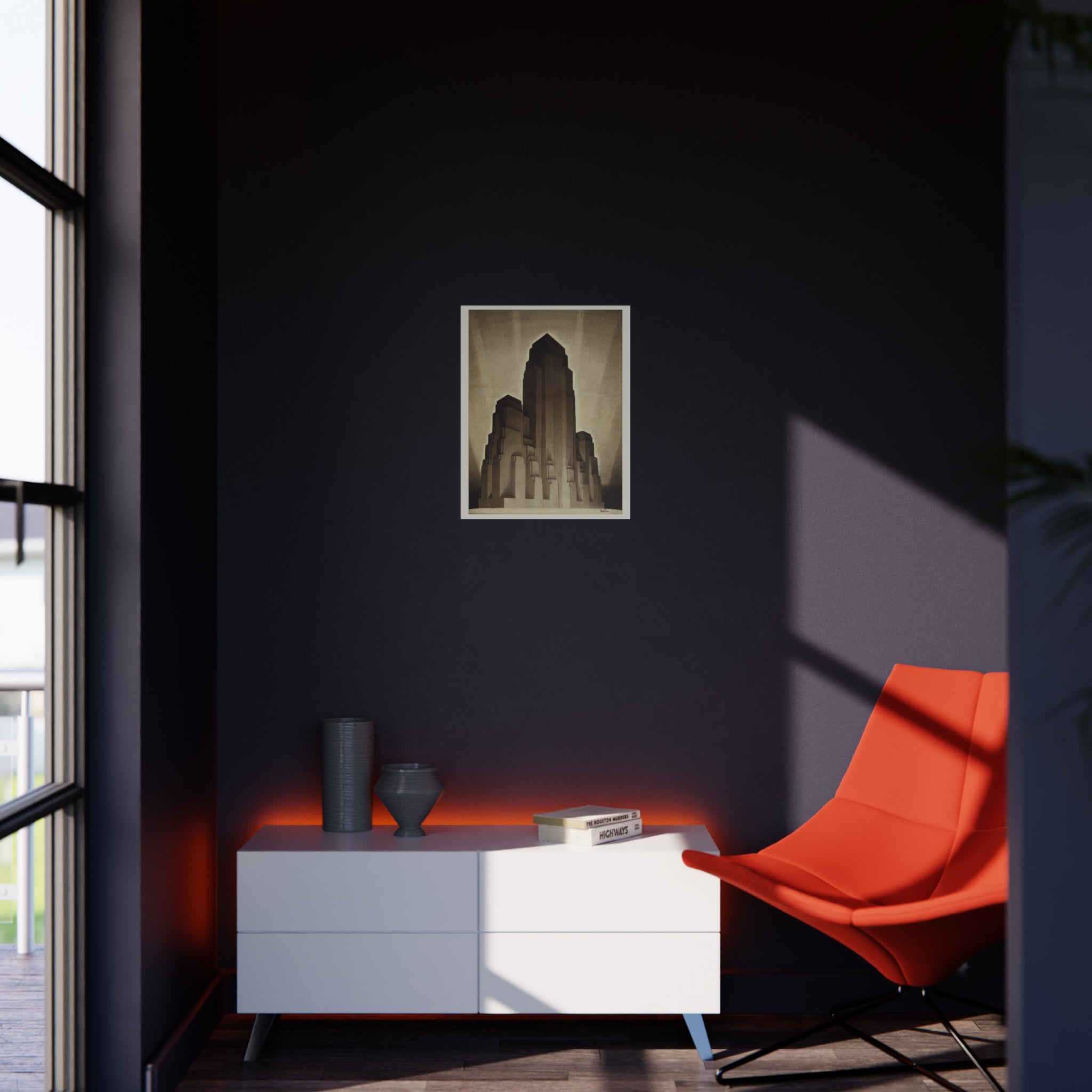 Art Deco Skyscraper Foam Board Print — Vintage Architectural Wall Art