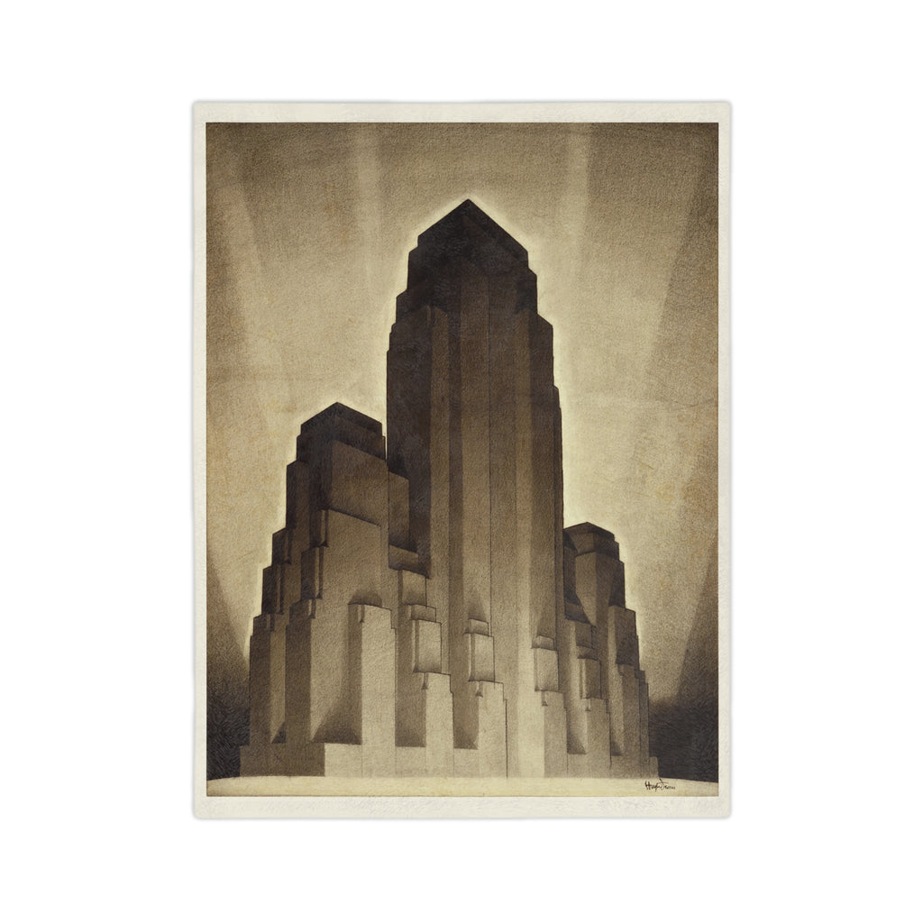 Art Deco Skyscraper Velvet Blanket