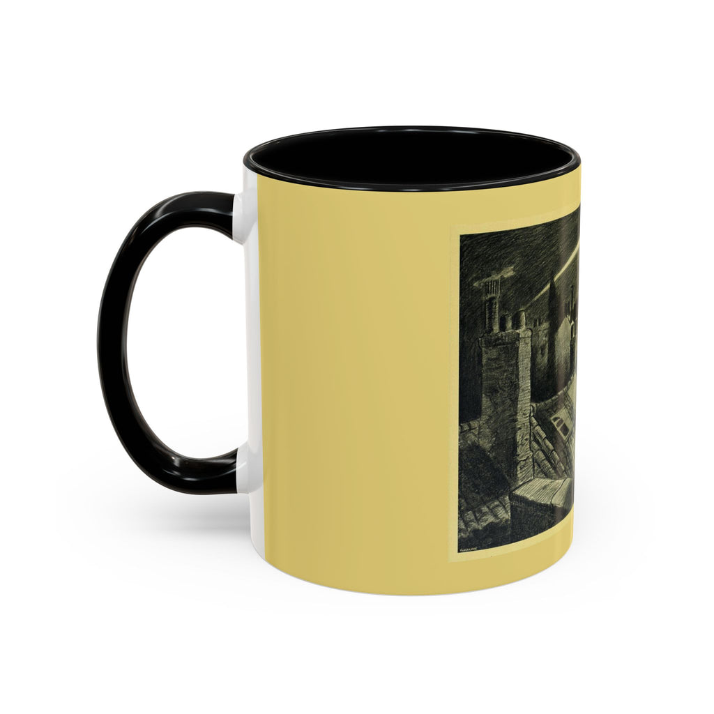 Vintage Moonlit Rooftops Accent Coffee Mug – Gothic Night Skyline 11oz/15oz