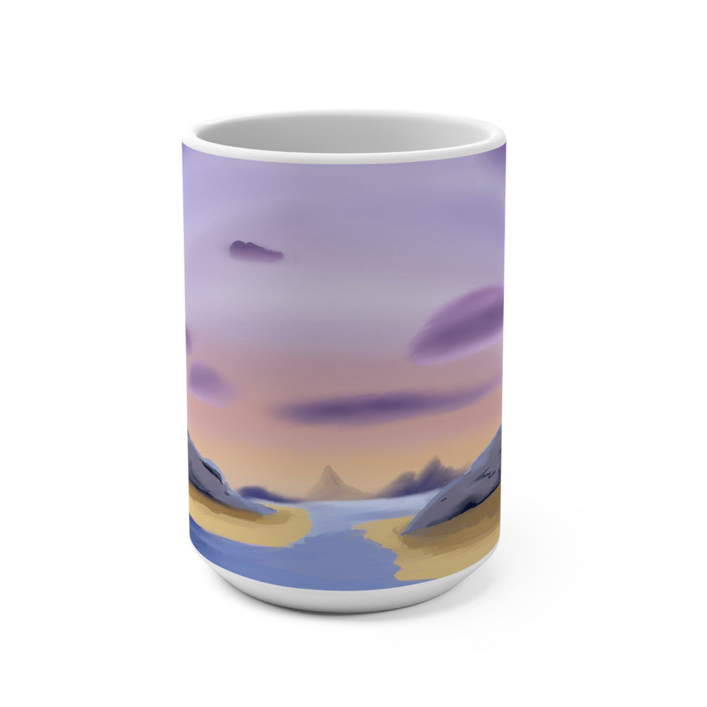 15oz Among the Isles Mug — Purple Beach Landscape Coffee Cup