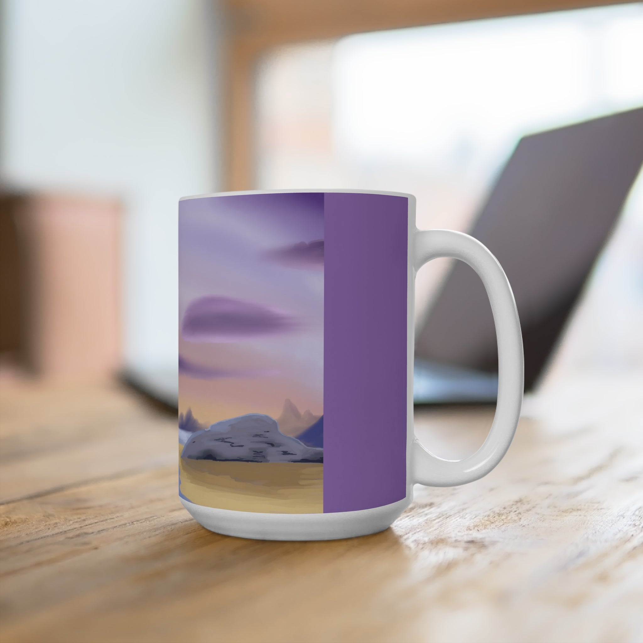 15oz Among the Isles Mug — Purple Beach Landscape Coffee Cup