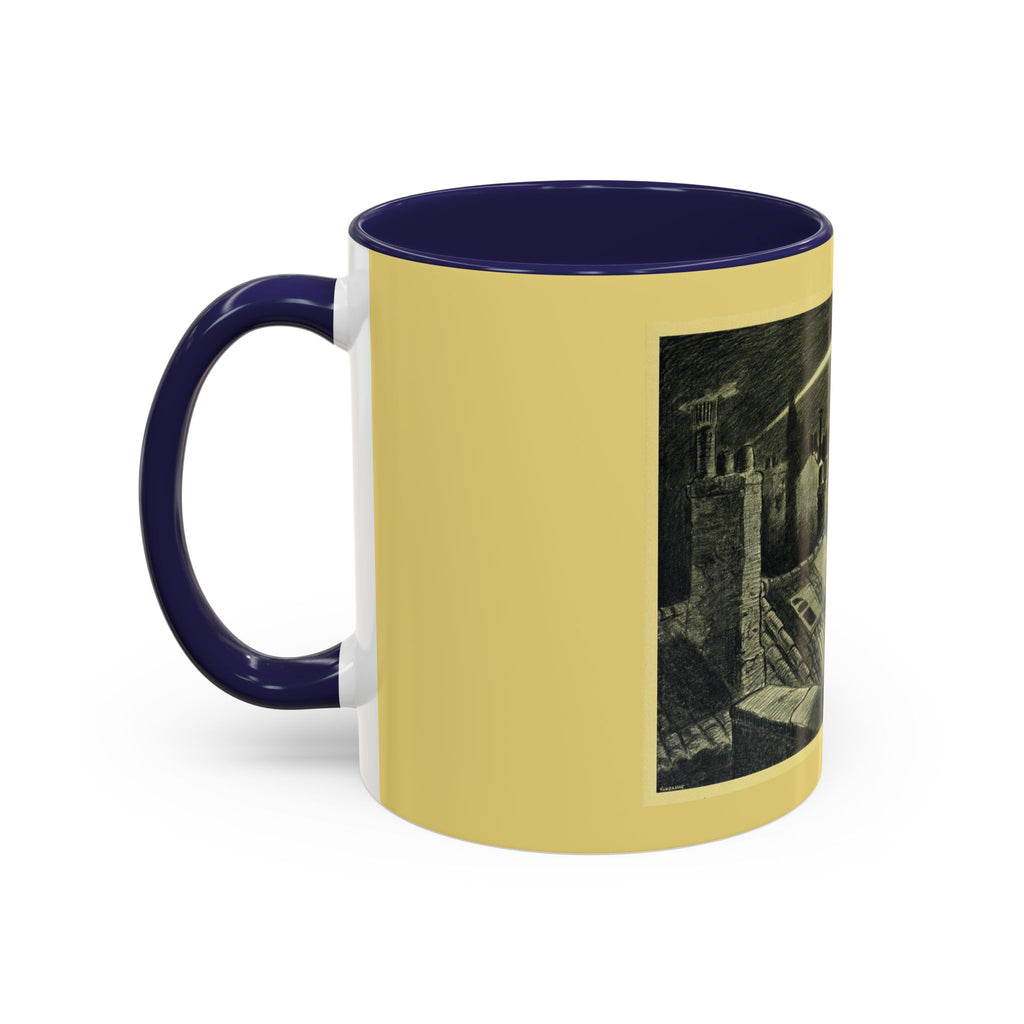 Vintage Moonlit Rooftops Accent Coffee Mug – Gothic Night Skyline 11oz/15oz
