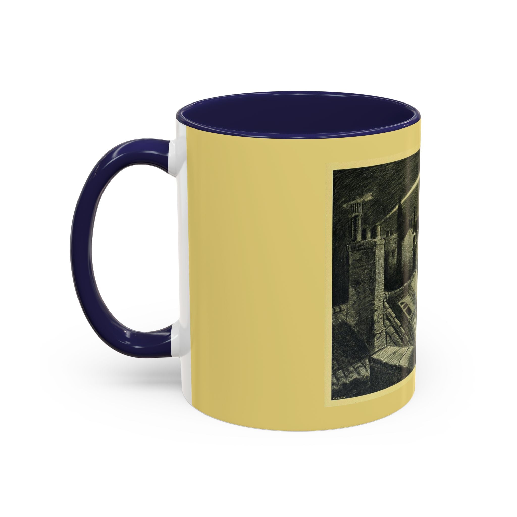 Vintage Moonlit Rooftops Accent Coffee Mug – Gothic Night Skyline 11oz/15oz