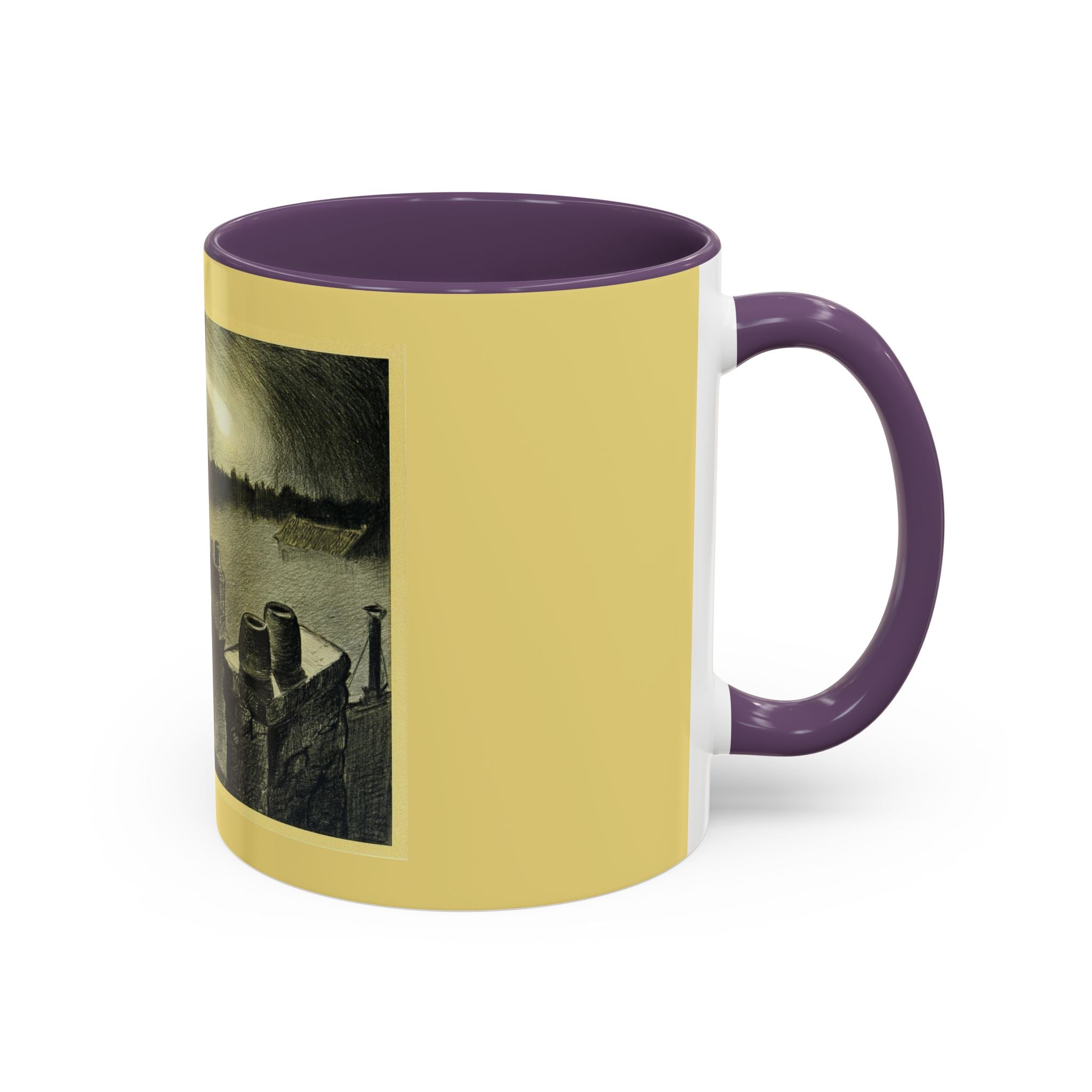Vintage Moonlit Rooftops Accent Coffee Mug – Gothic Night Skyline 11oz/15oz