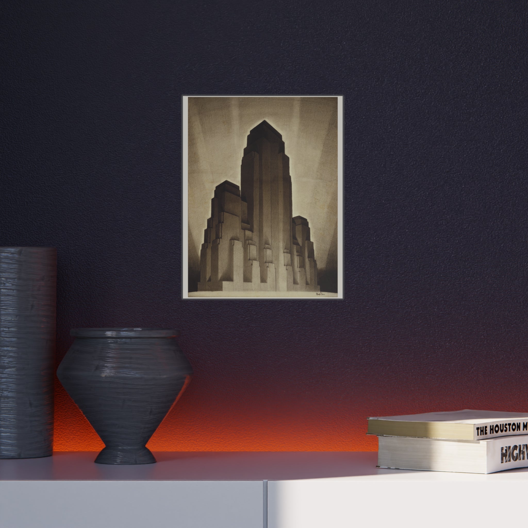 Art Deco Skyscraper Foam Board Print — Vintage Architectural Wall Art