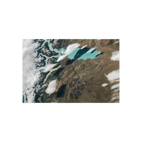 Aerial Glacier Lake Foam Board Wall Art — Turquoise Mountain Landscape Print
