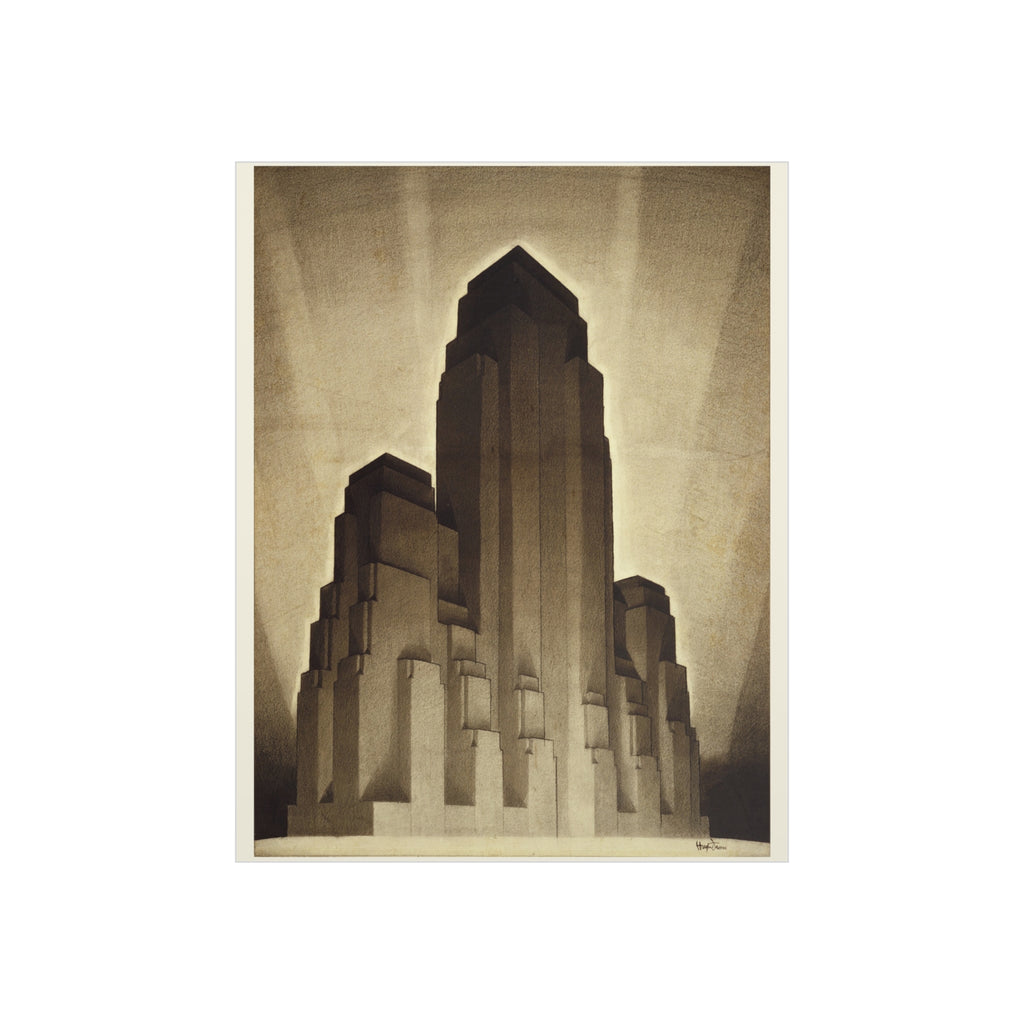 Art Deco Skyscraper Foam Board Print — Vintage Architectural Wall Art