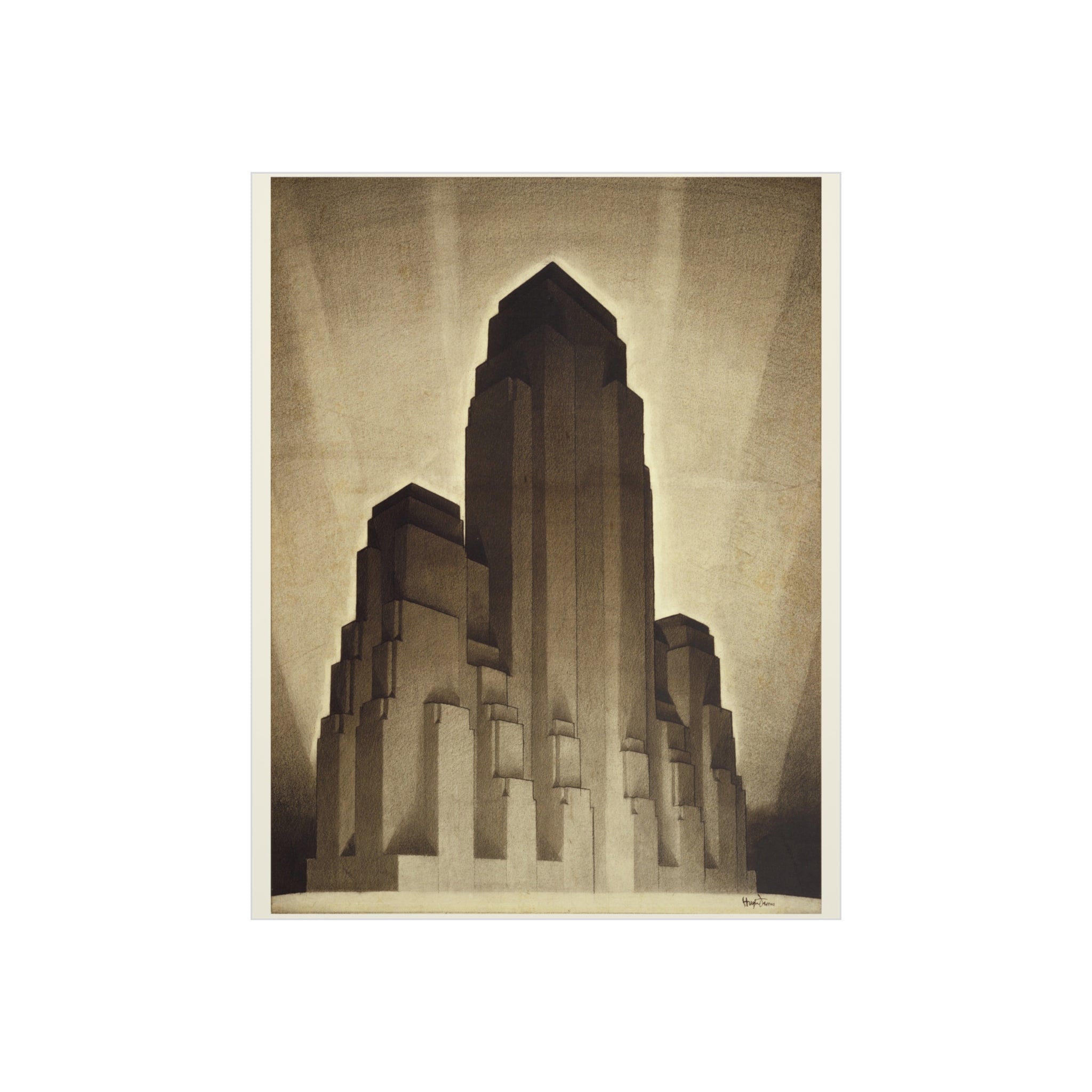 Art Deco Skyscraper Foam Board Print — Vintage Architectural Wall Art