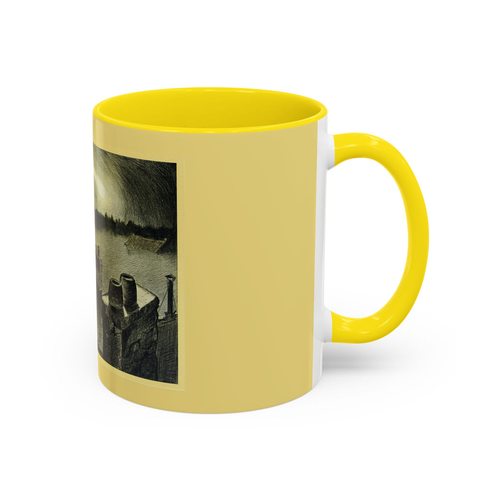 Vintage Moonlit Rooftops Accent Coffee Mug – Gothic Night Skyline 11oz/15oz