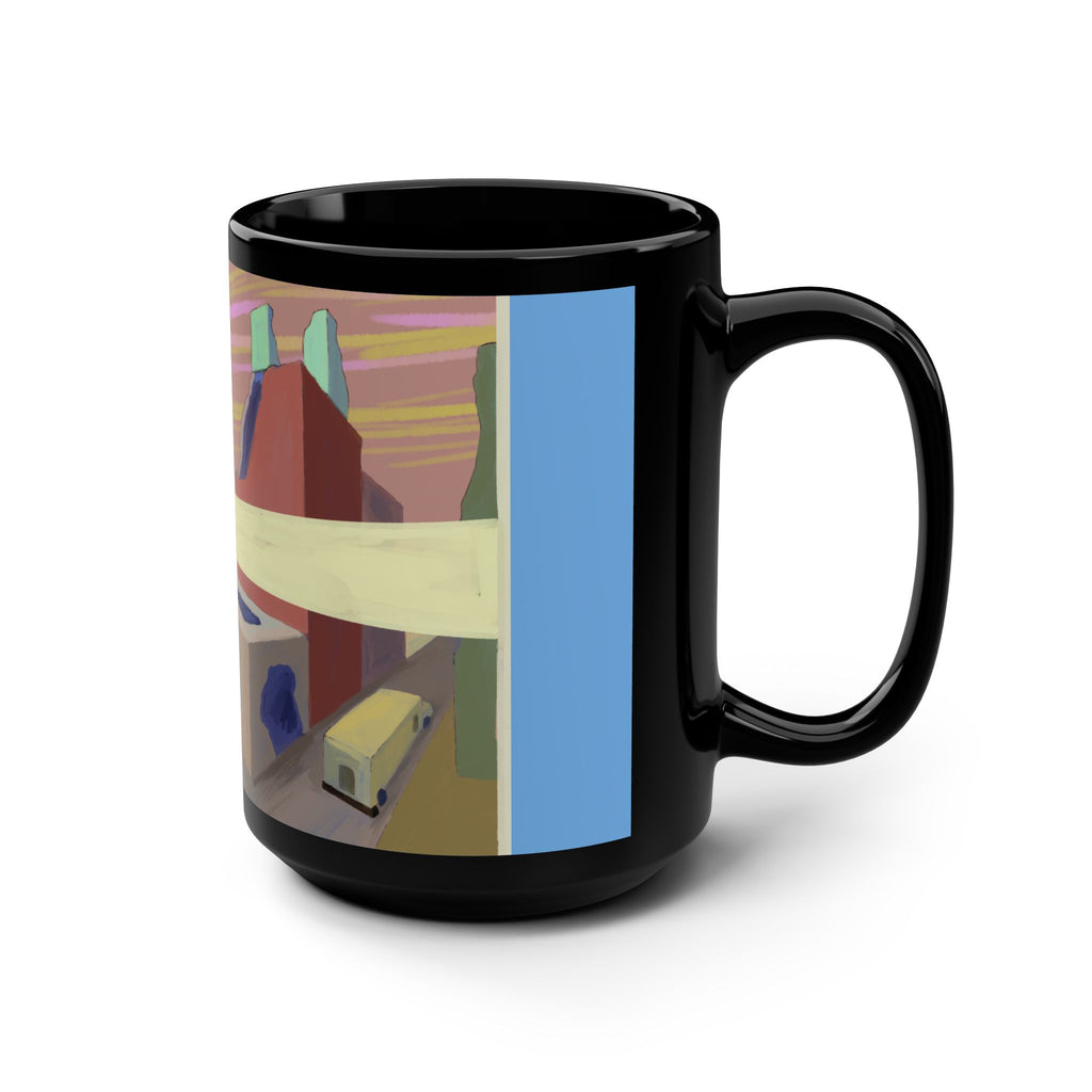 Desert Highway Scenic Mug — 15oz Black Ceramic