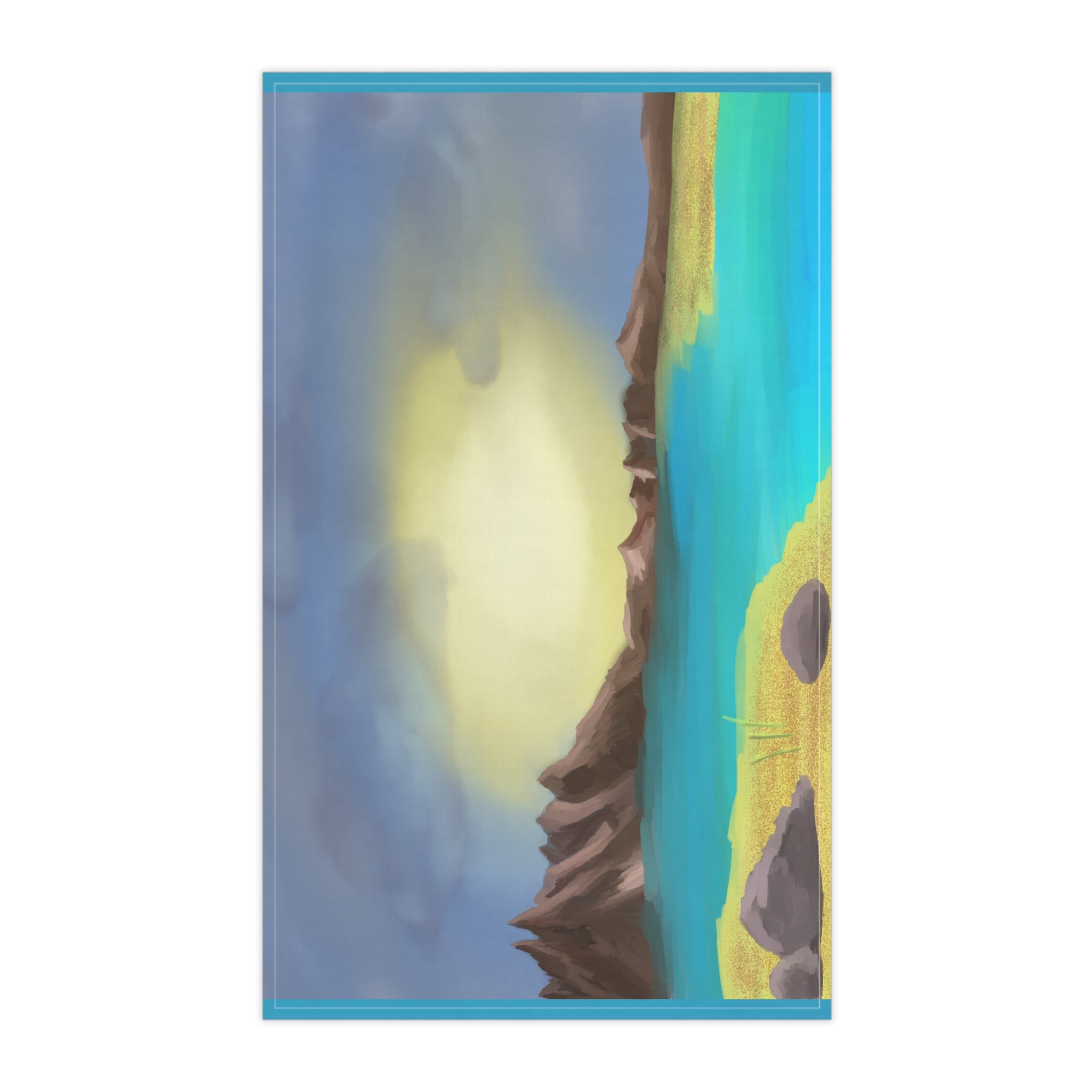 Coastal Sunrise Tea Towel — Beach Landscape Kitchen Towel