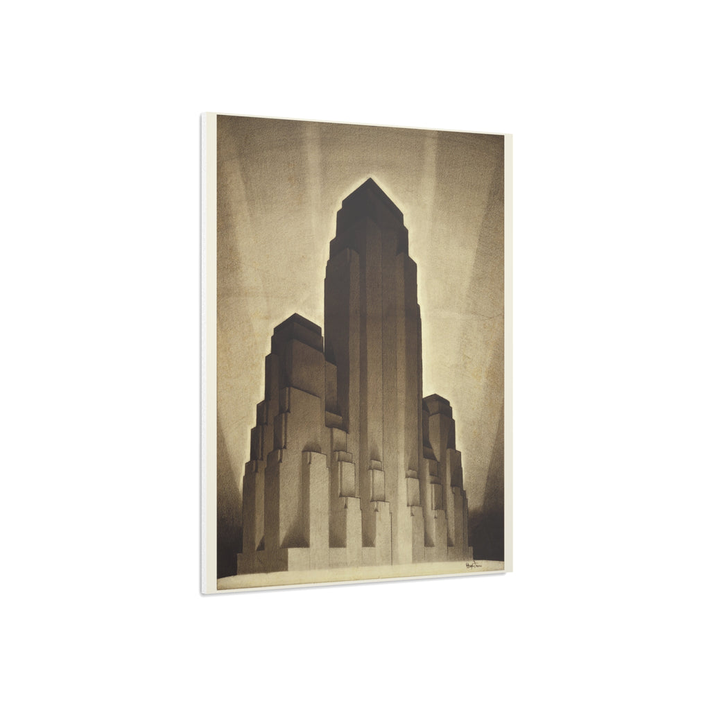 Art Deco Skyscraper Foam Board Print — Vintage Architectural Wall Art