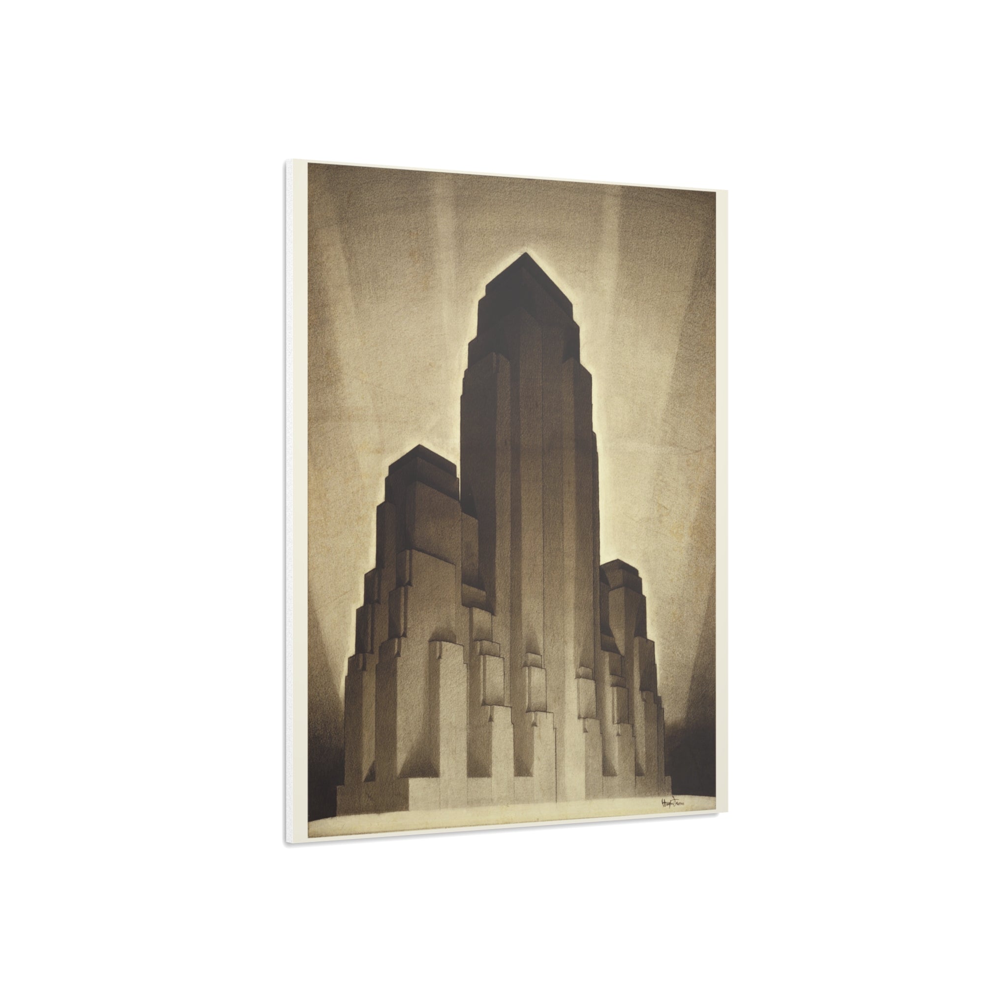 Art Deco Skyscraper Foam Board Print — Vintage Architectural Wall Art