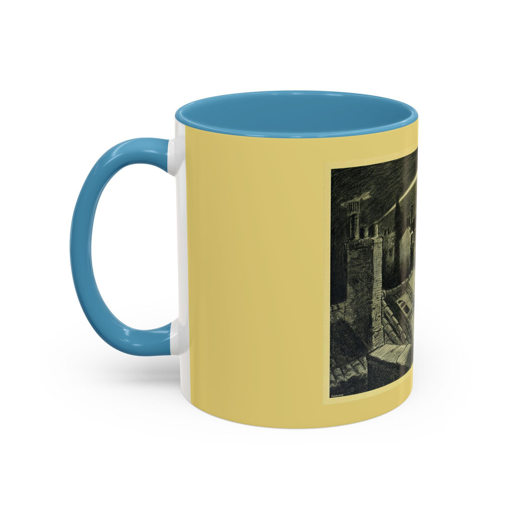 Vintage Moonlit Rooftops Accent Coffee Mug – Gothic Night Skyline 11oz/15oz