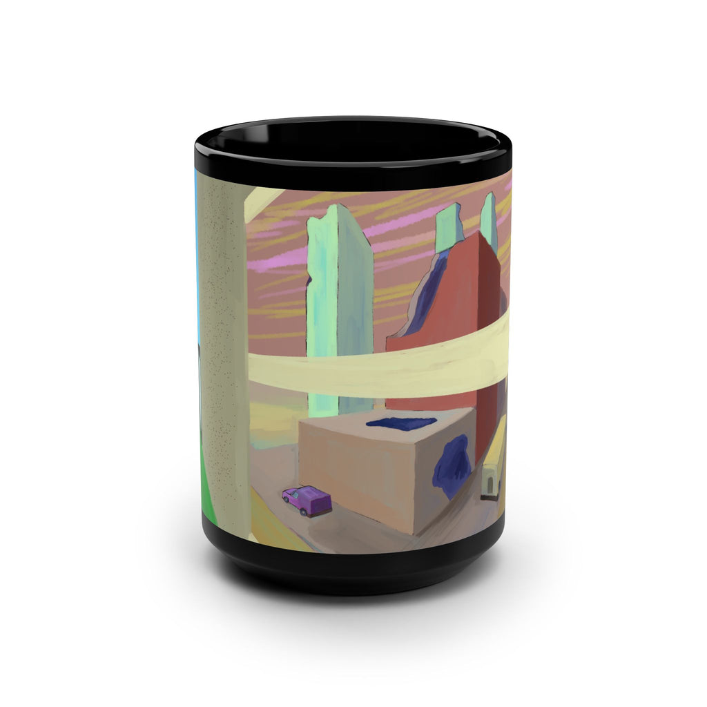 Desert Highway Scenic Mug — 15oz Black Ceramic