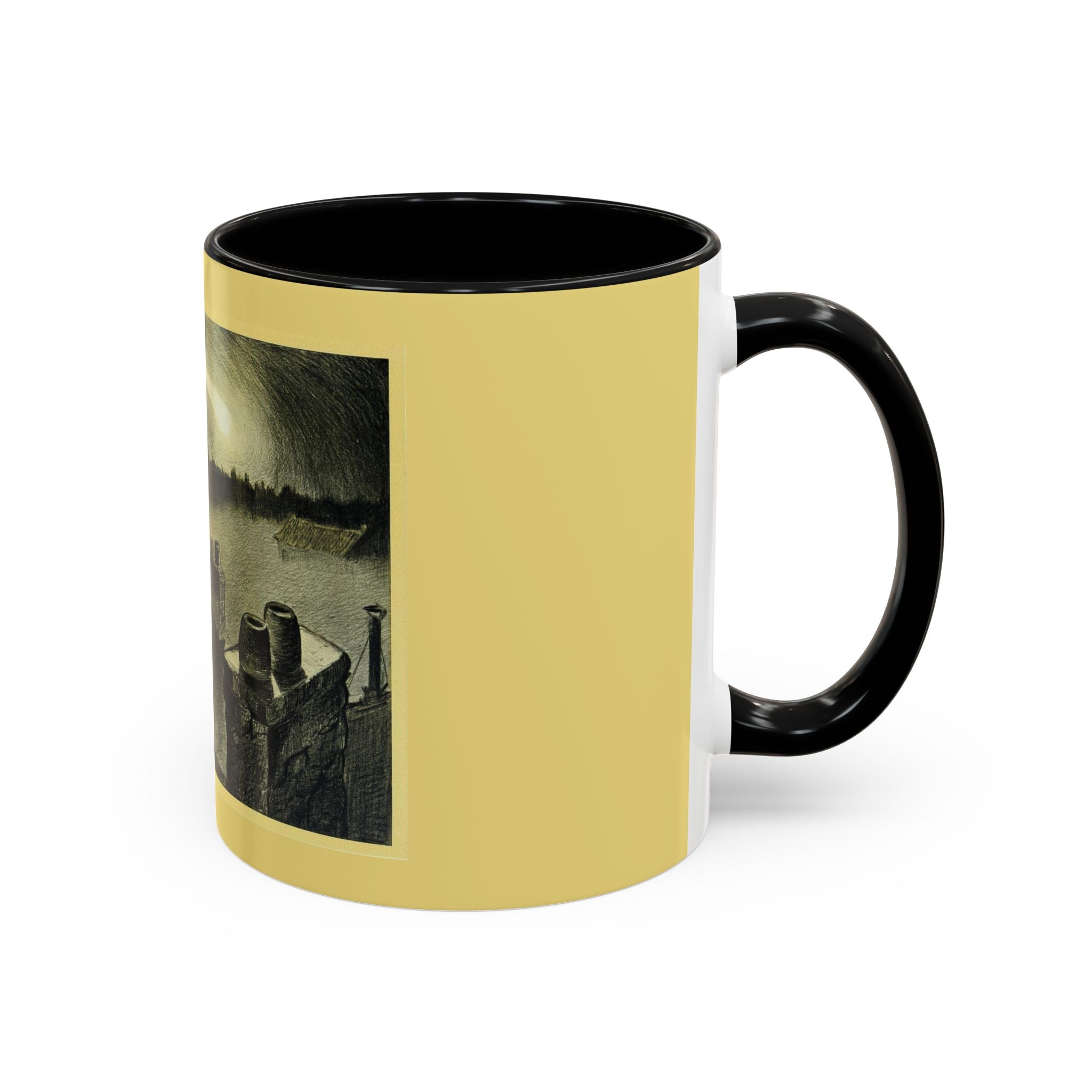 Vintage Moonlit Rooftops Accent Coffee Mug – Gothic Night Skyline 11oz/15oz