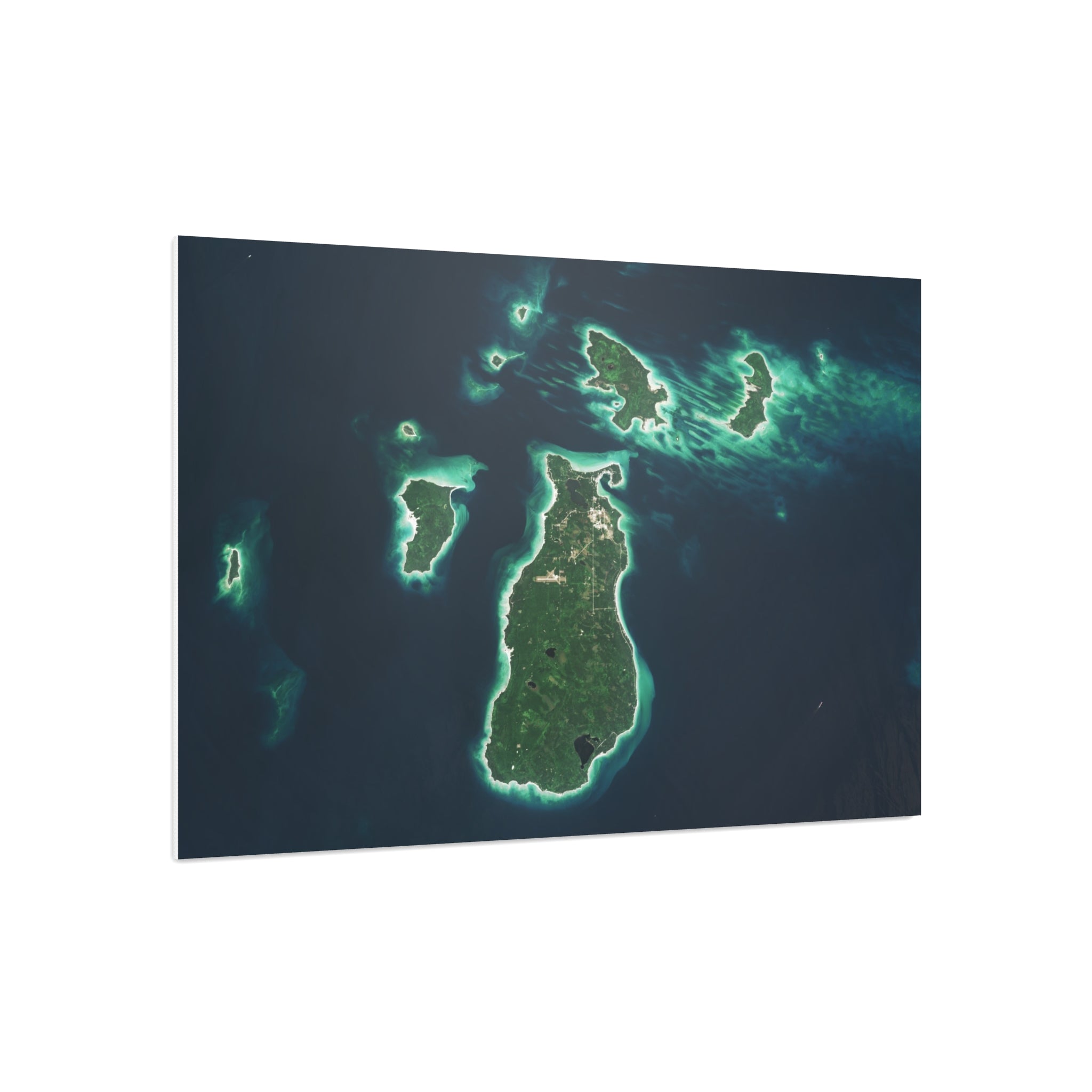 Foam Board - Aerial Island Map Wall Art (Tropical Satellite View)