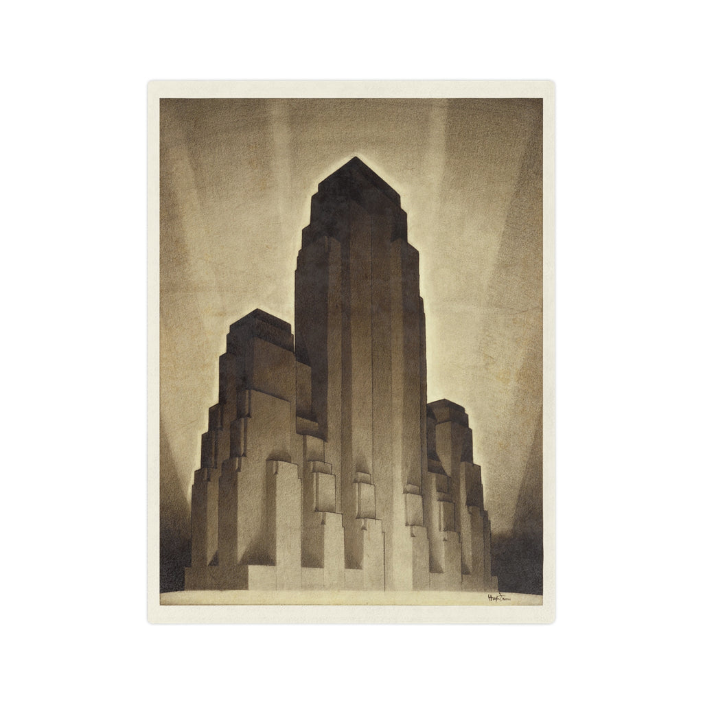 Art Deco Skyscraper Velvet Blanket