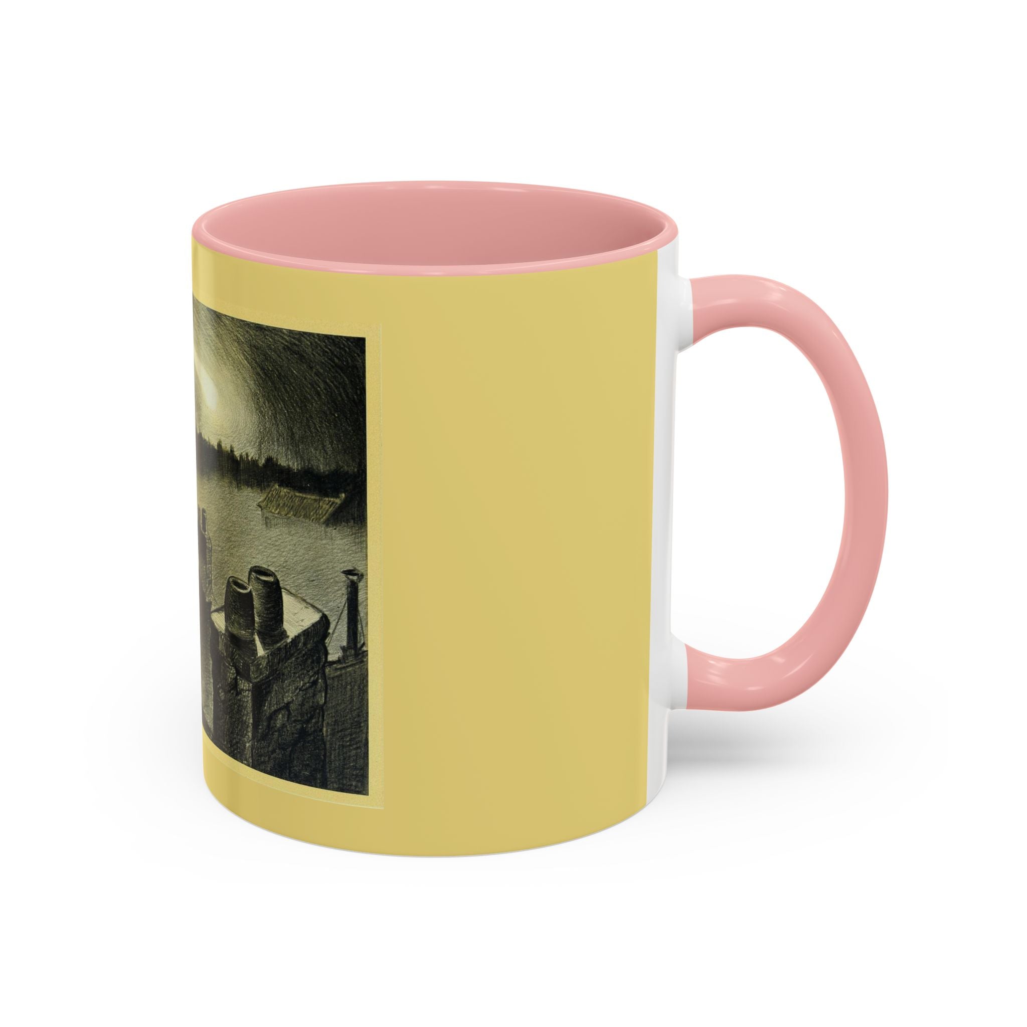 Vintage Moonlit Rooftops Accent Coffee Mug – Gothic Night Skyline 11oz/15oz