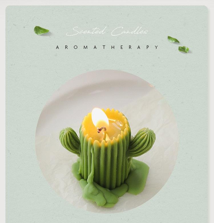 1pc Cactus Candle Handmade Delicate Cactus Candles For Birthday Party Wedding Spa Home Decoration Romantic Cute Soy Wax Aromatherapy Small Scented Relaxing Birthday Wedding Party Gift Home Decor