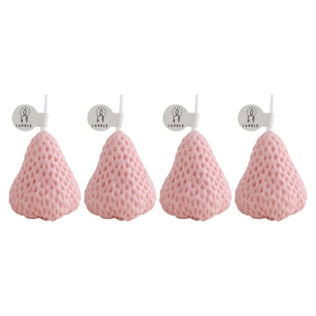 1PC/4PCS Strawberry Decorative Aromatic Candles Strawberry Shaped Scented Candle Mini Soy Wax Candle Small Scented Candle Wax Decorative Candle for Bedroom Bathroom Decoration Parties Soy Wax Scented Candle For Birthday Wedding Candle