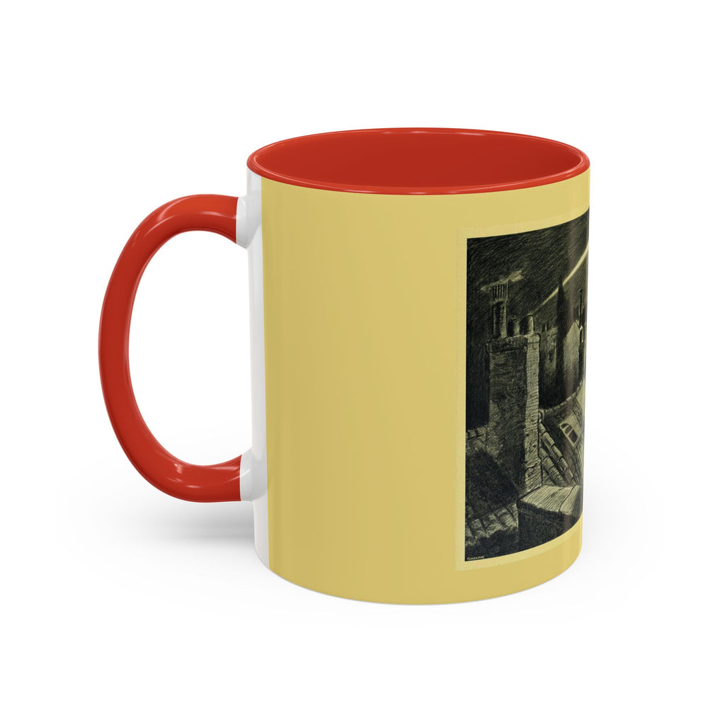 Vintage Moonlit Rooftops Accent Coffee Mug – Gothic Night Skyline 11oz/15oz