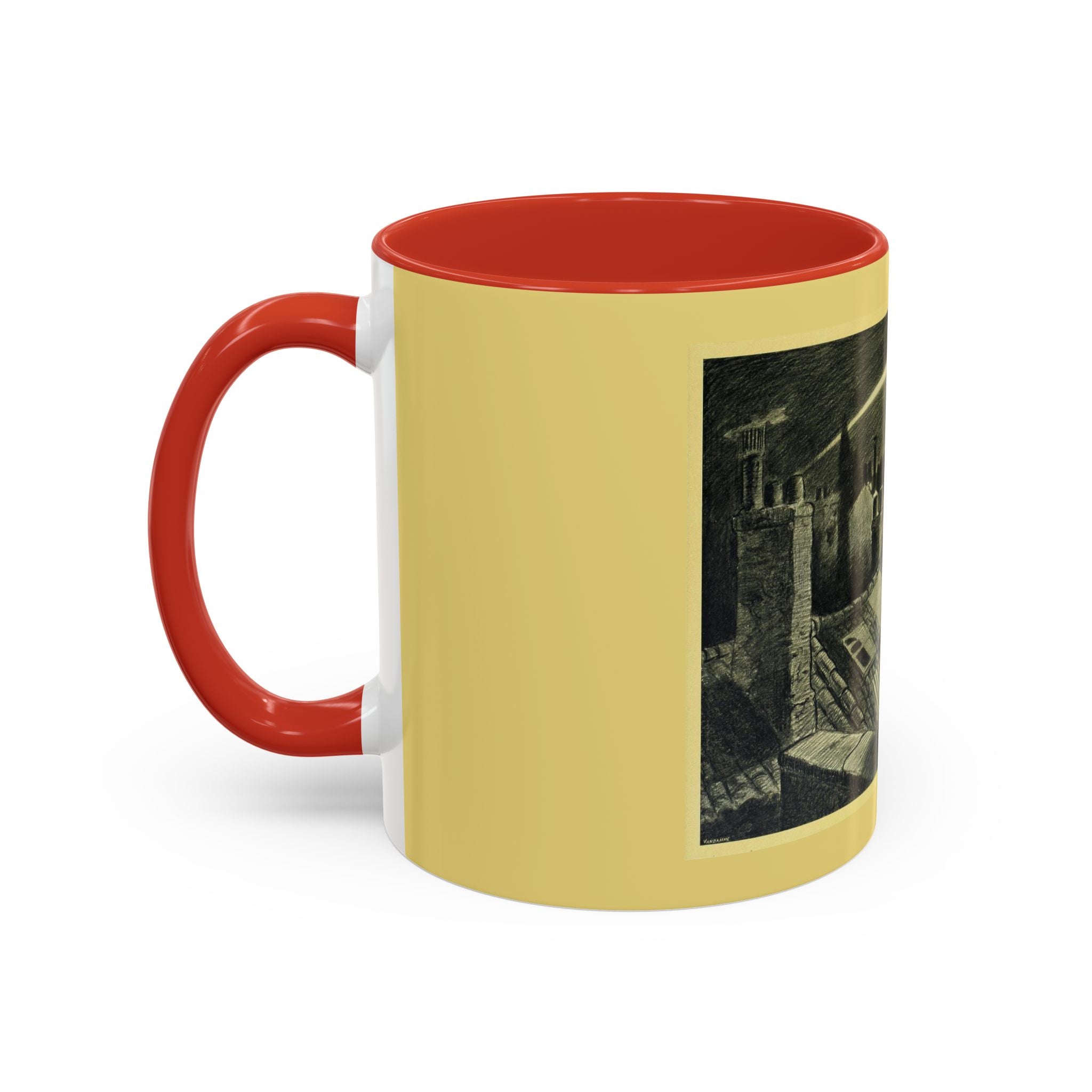 Vintage Moonlit Rooftops Accent Coffee Mug – Gothic Night Skyline 11oz/15oz