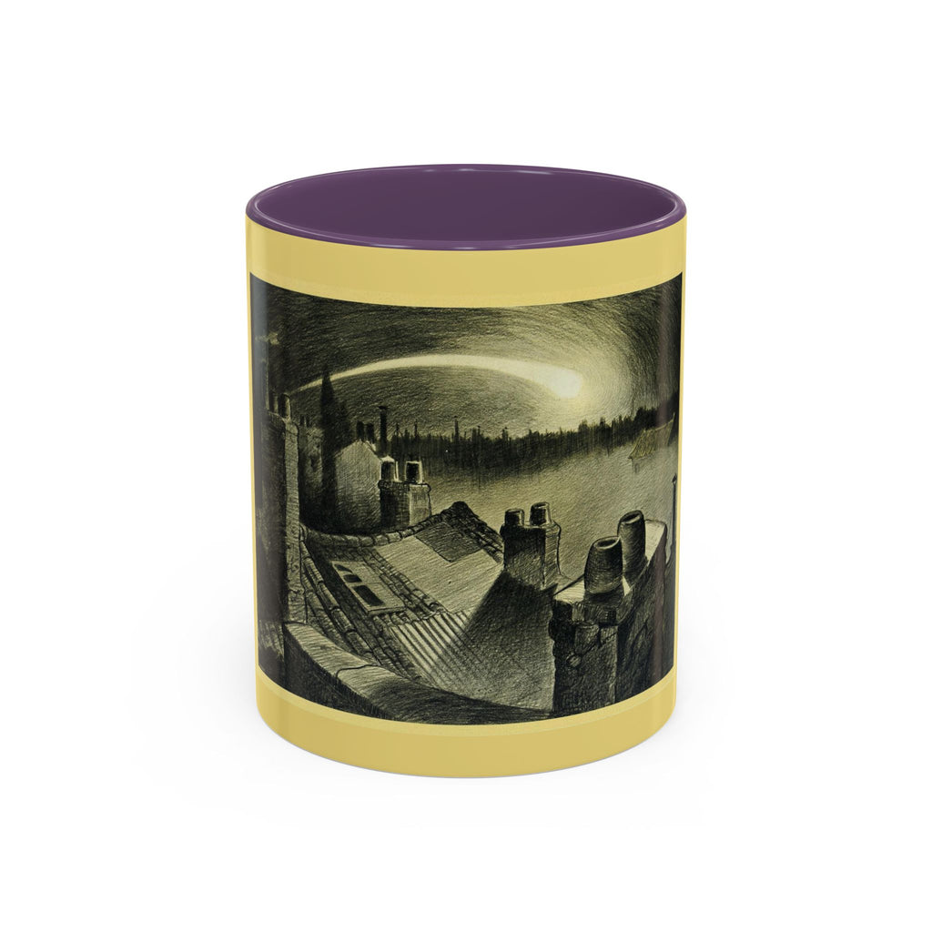 Vintage Moonlit Rooftops Accent Coffee Mug – Gothic Night Skyline 11oz/15oz