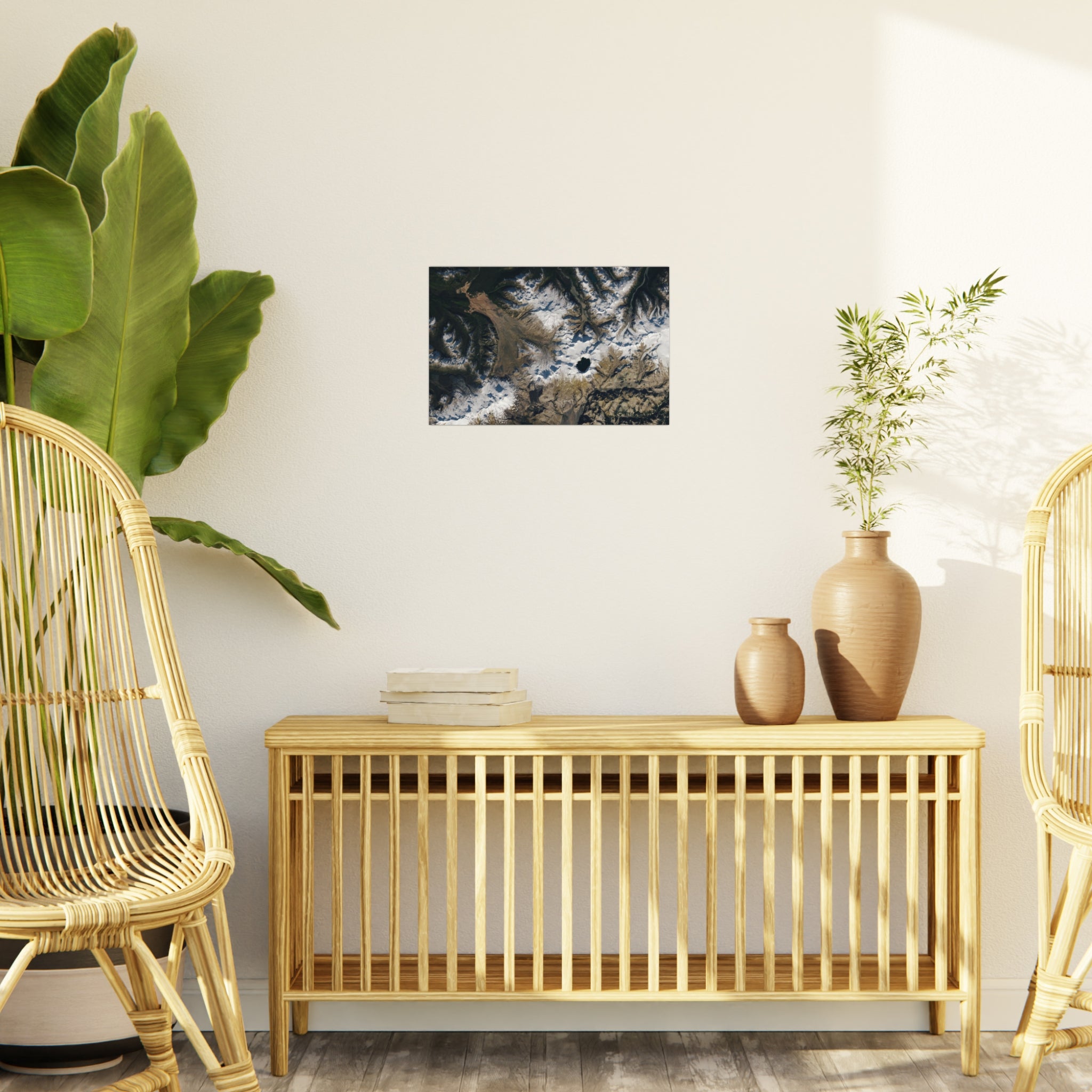 Aerial Mountain Lake Foam Board Print — Satellite Landscape Wall Art