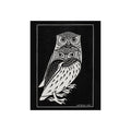 Owl Illustration Foam Board Print — Black & White Linocut Style Wall Art