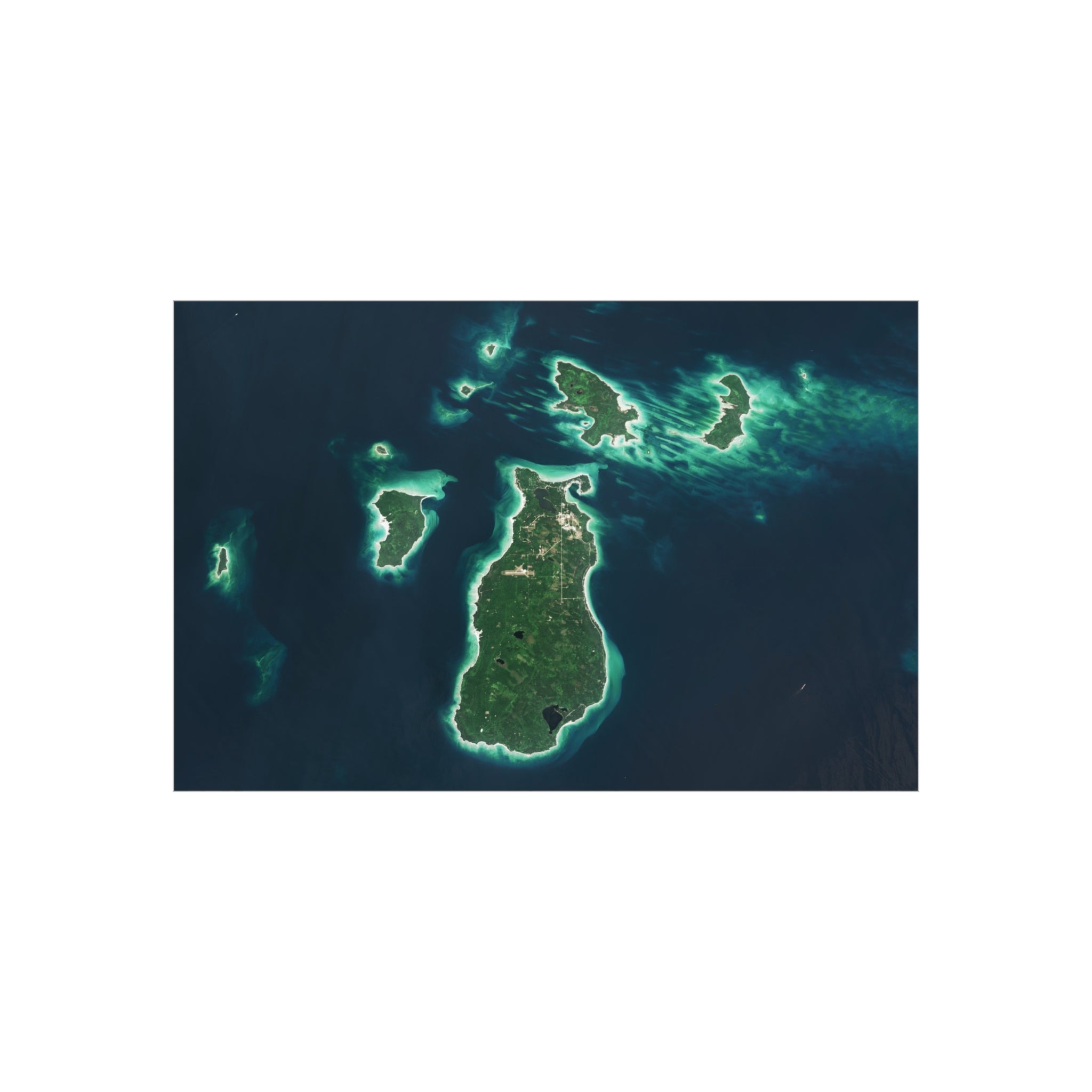 Foam Board - Aerial Island Map Wall Art (Tropical Satellite View)