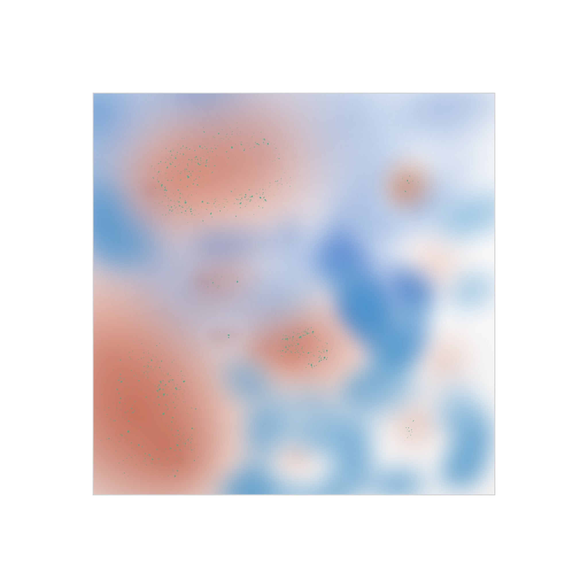 Abstract Blue & Coral Foam Board Art Print — Soft Blurred Watercolor Wall Decor