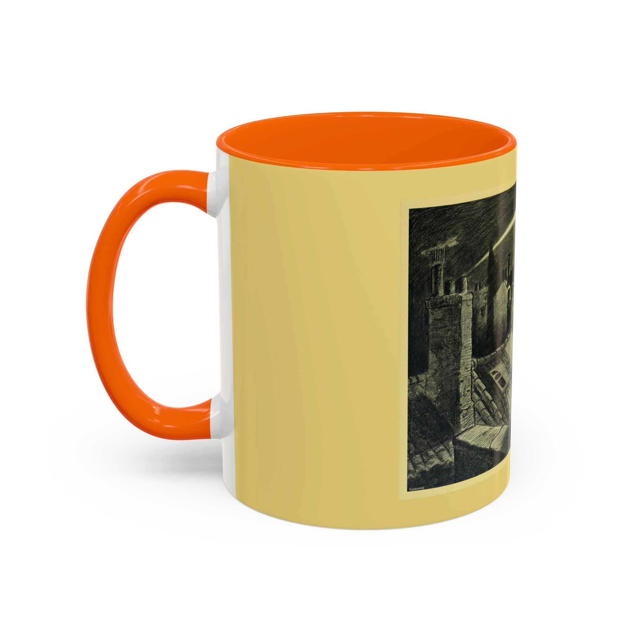 Vintage Moonlit Rooftops Accent Coffee Mug – Gothic Night Skyline 11oz/15oz