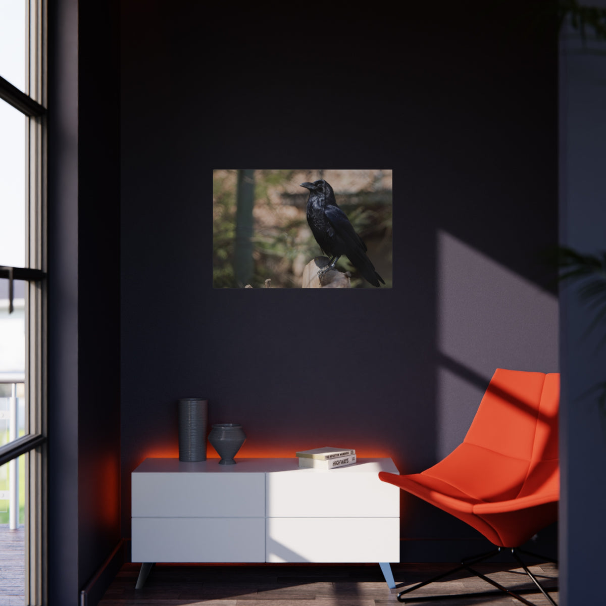 Raven Photo Foam Board – Moody Black Crow Wall Art