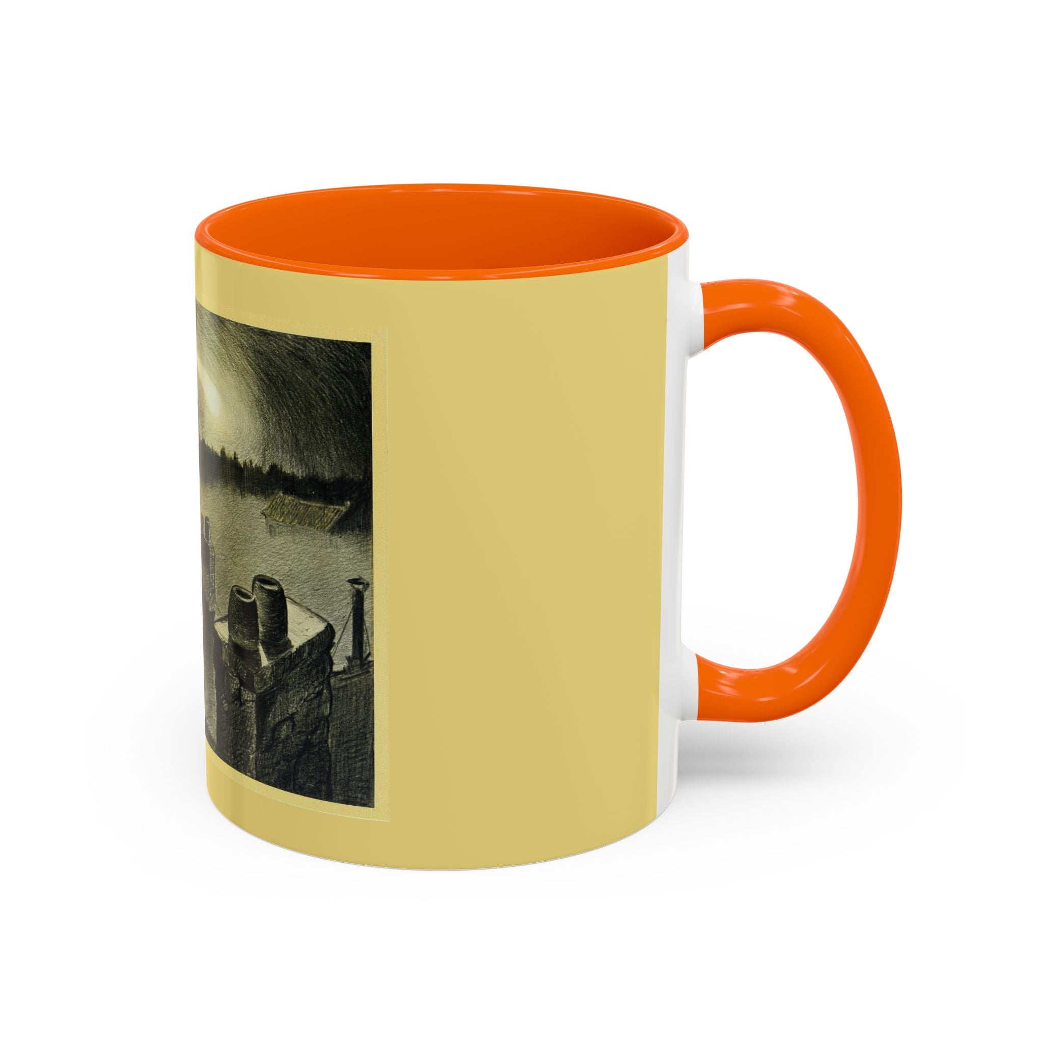 Vintage Moonlit Rooftops Accent Coffee Mug – Gothic Night Skyline 11oz/15oz