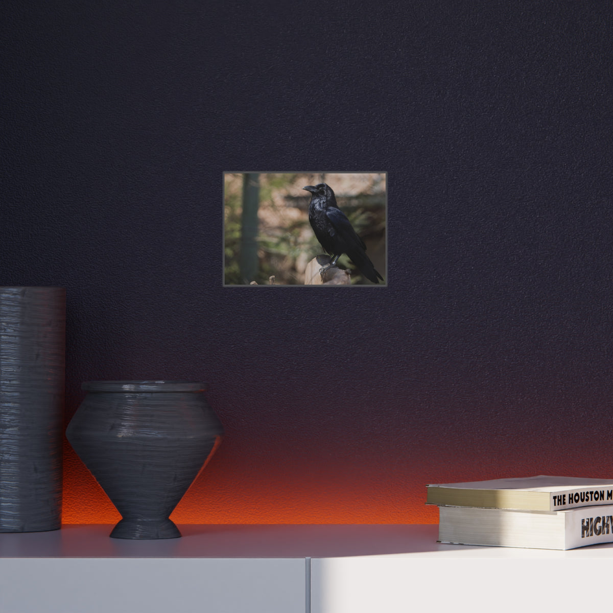 Raven Photo Foam Board – Moody Black Crow Wall Art