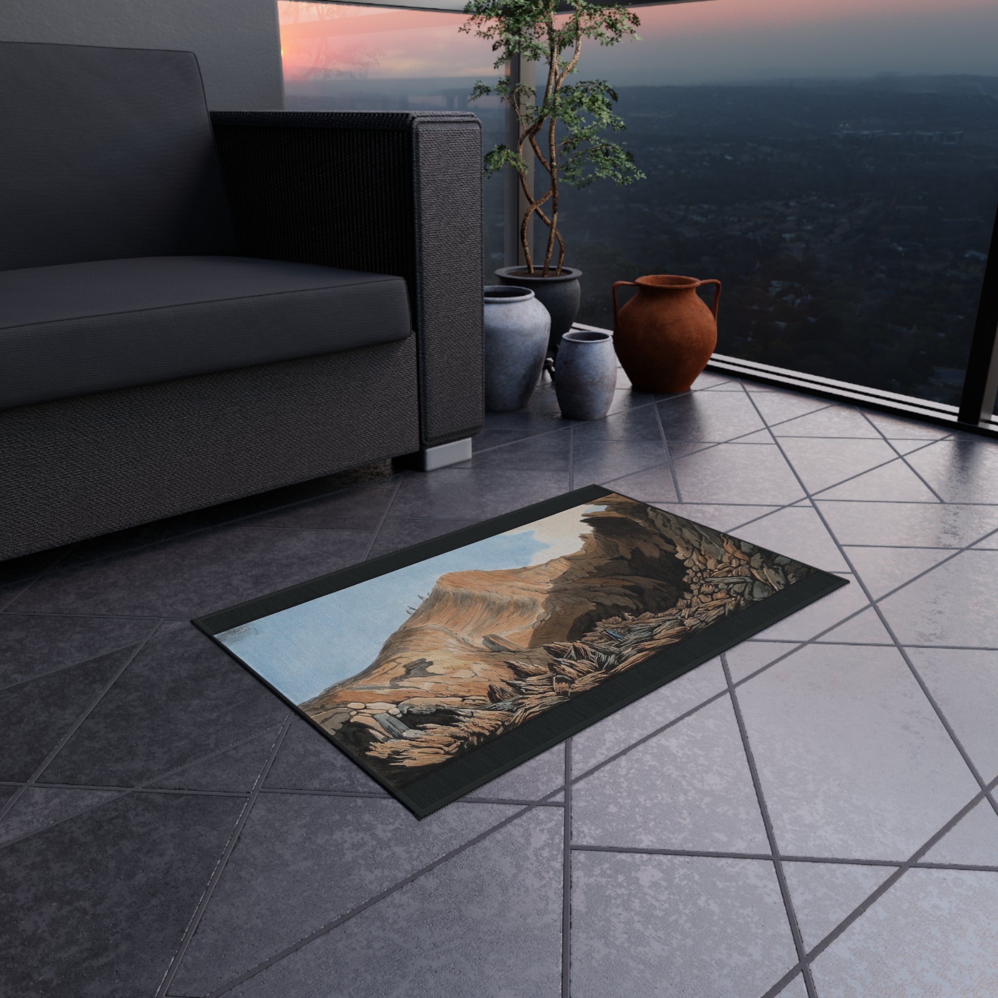 Mountain Canyon Outdoor Rug — Scenic Desert Landscape Doormat