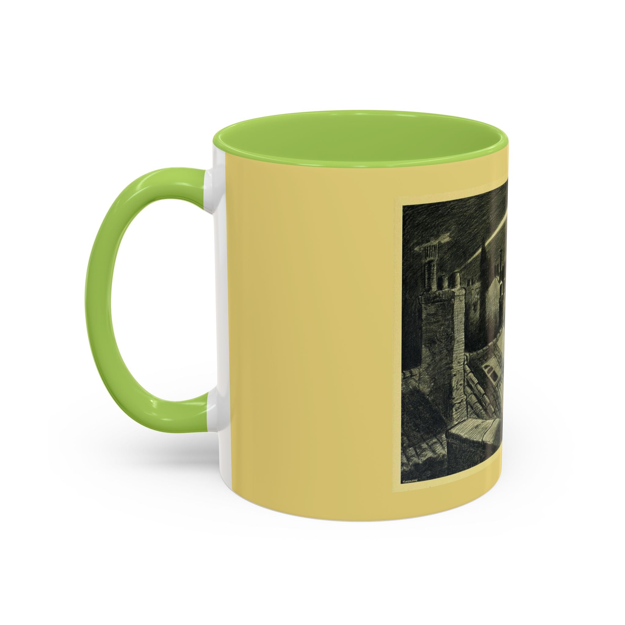 Vintage Moonlit Rooftops Accent Coffee Mug – Gothic Night Skyline 11oz/15oz