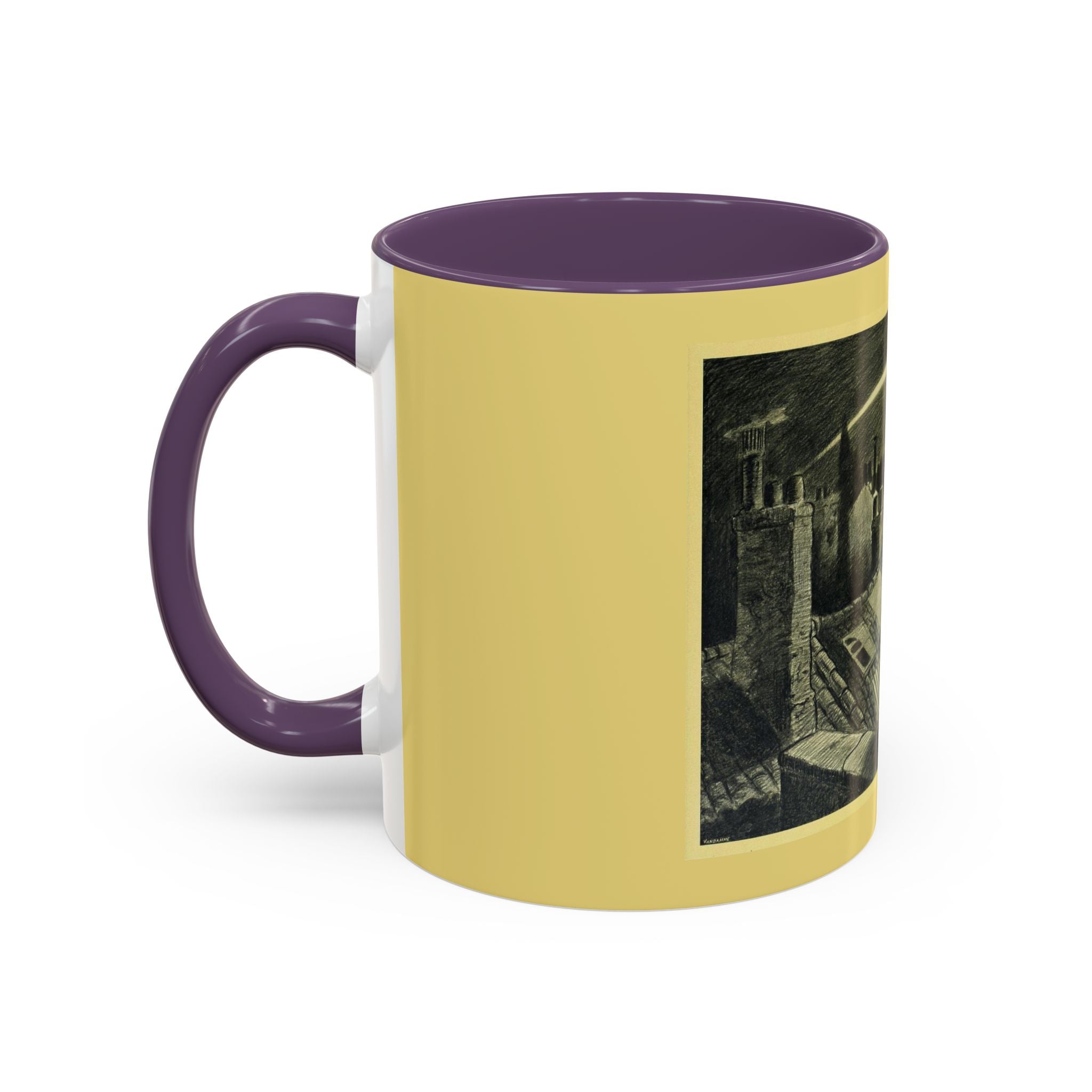 Vintage Moonlit Rooftops Accent Coffee Mug – Gothic Night Skyline 11oz/15oz