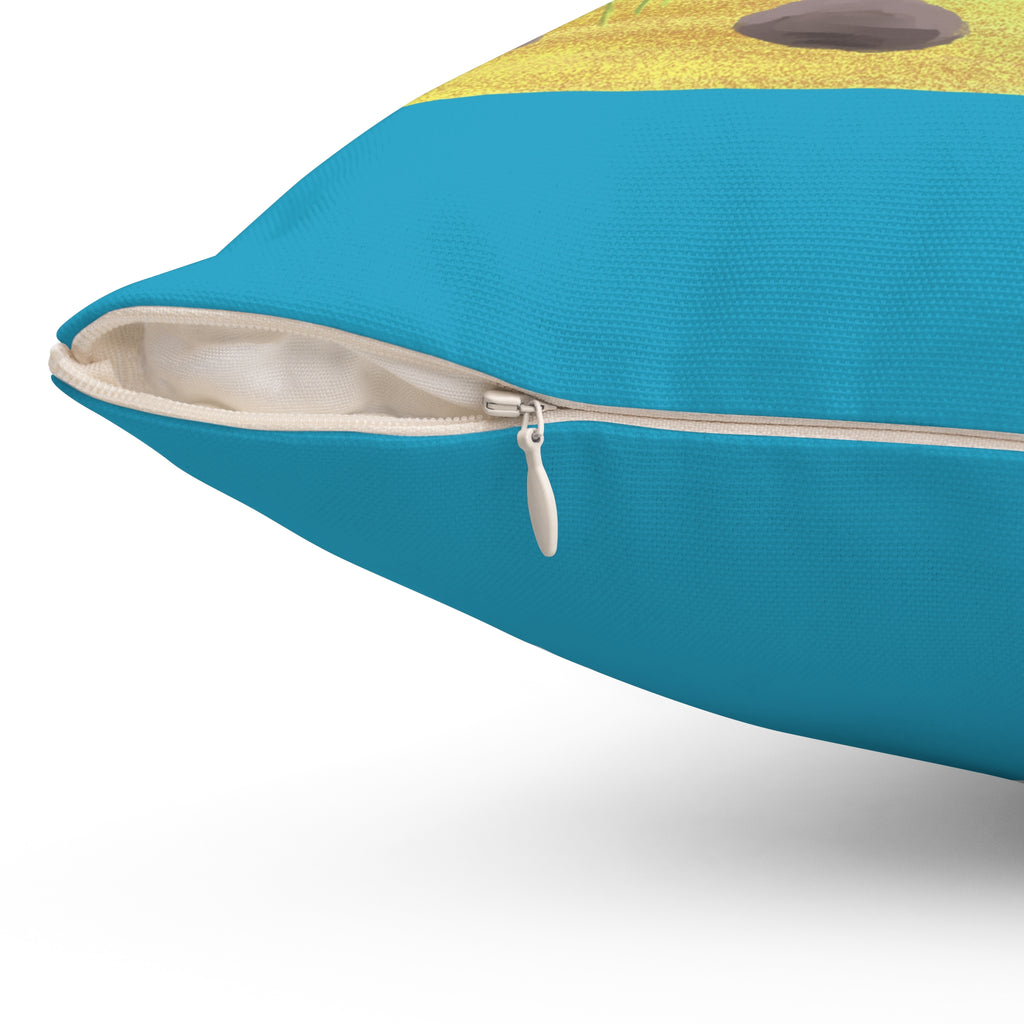 Coastal Sunrise Throw Pillow — Tropical Beach Landscape Decorative Pillow