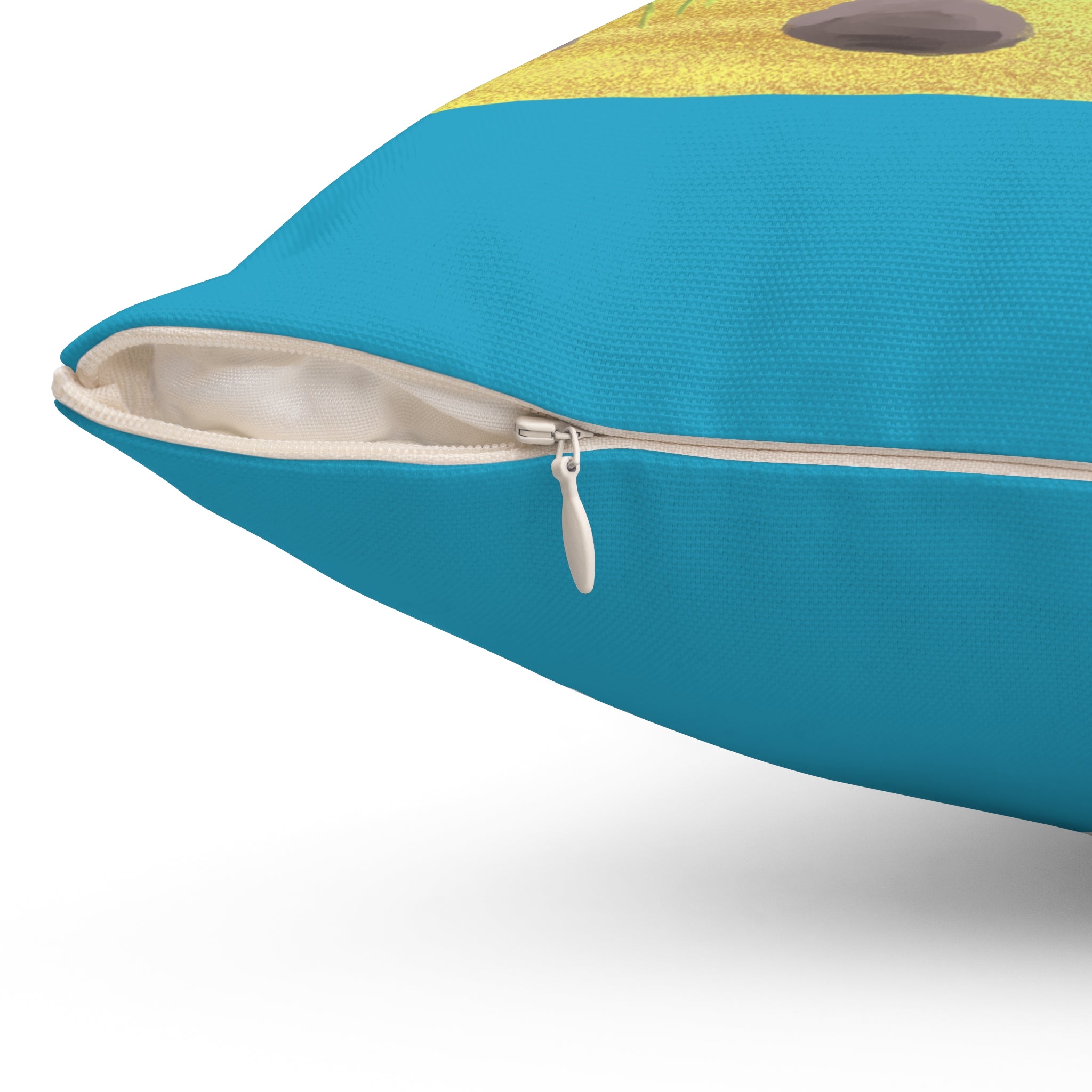 Coastal Sunrise Throw Pillow — Tropical Beach Landscape Decorative Pillow