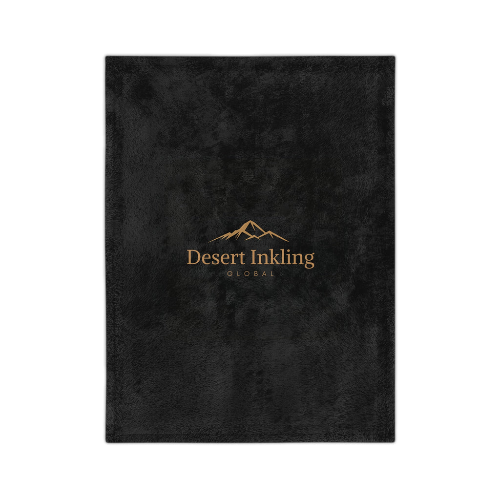 Desert Inkling Velveteen Microfiber Blanket — Soft Black Logo Throw