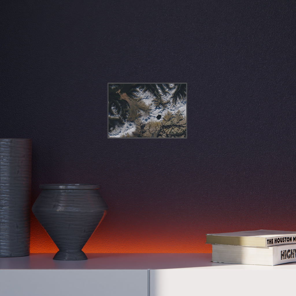 Aerial Mountain Lake Foam Board Print — Satellite Landscape Wall Art