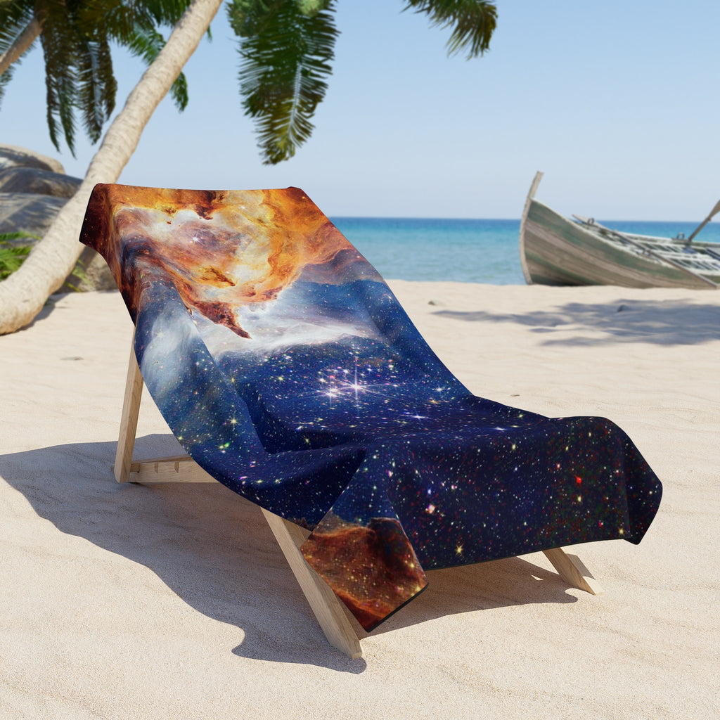 Cosmic Nebula Beach Towel — Galaxy Stars Print