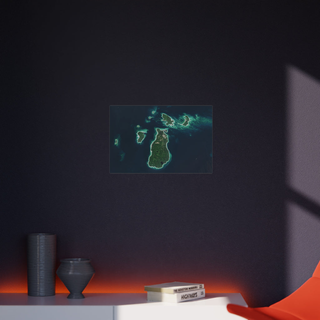 Foam Board - Aerial Island Map Wall Art (Tropical Satellite View)