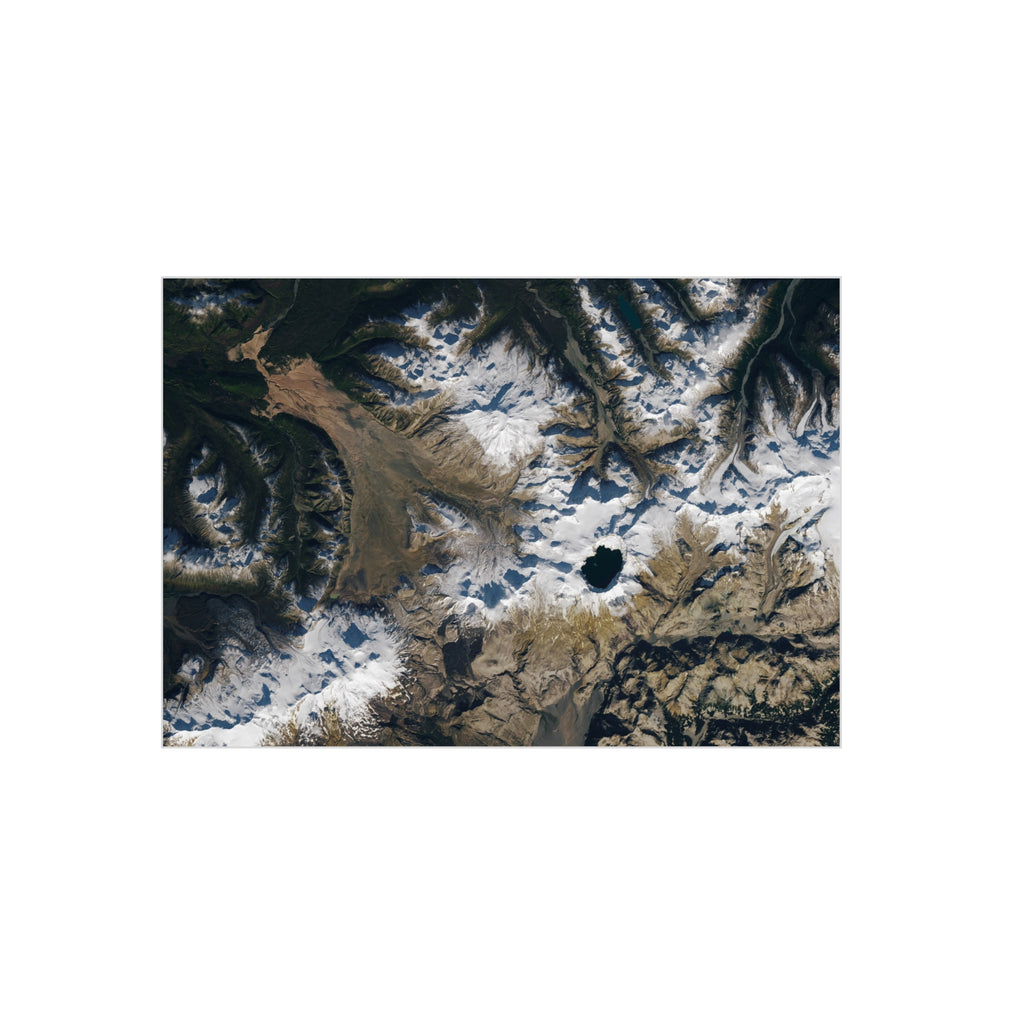 Aerial Mountain Lake Foam Board Print — Satellite Landscape Wall Art