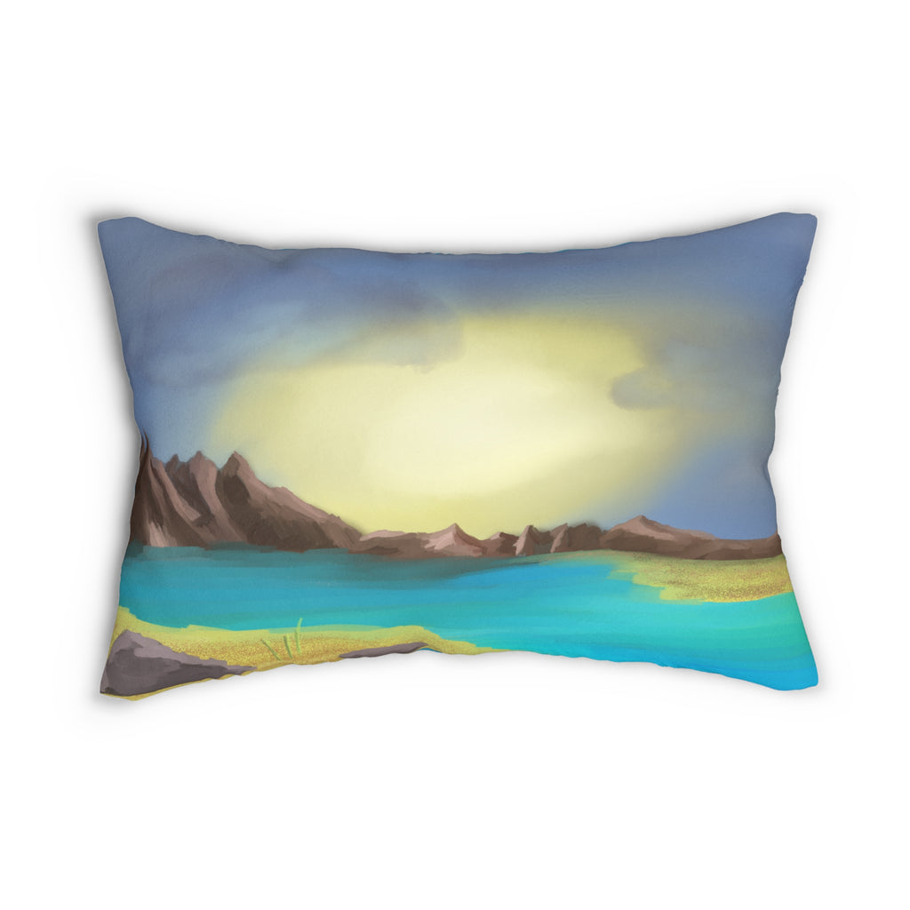 Sunrise Lake Landscape Lumbar Pillow