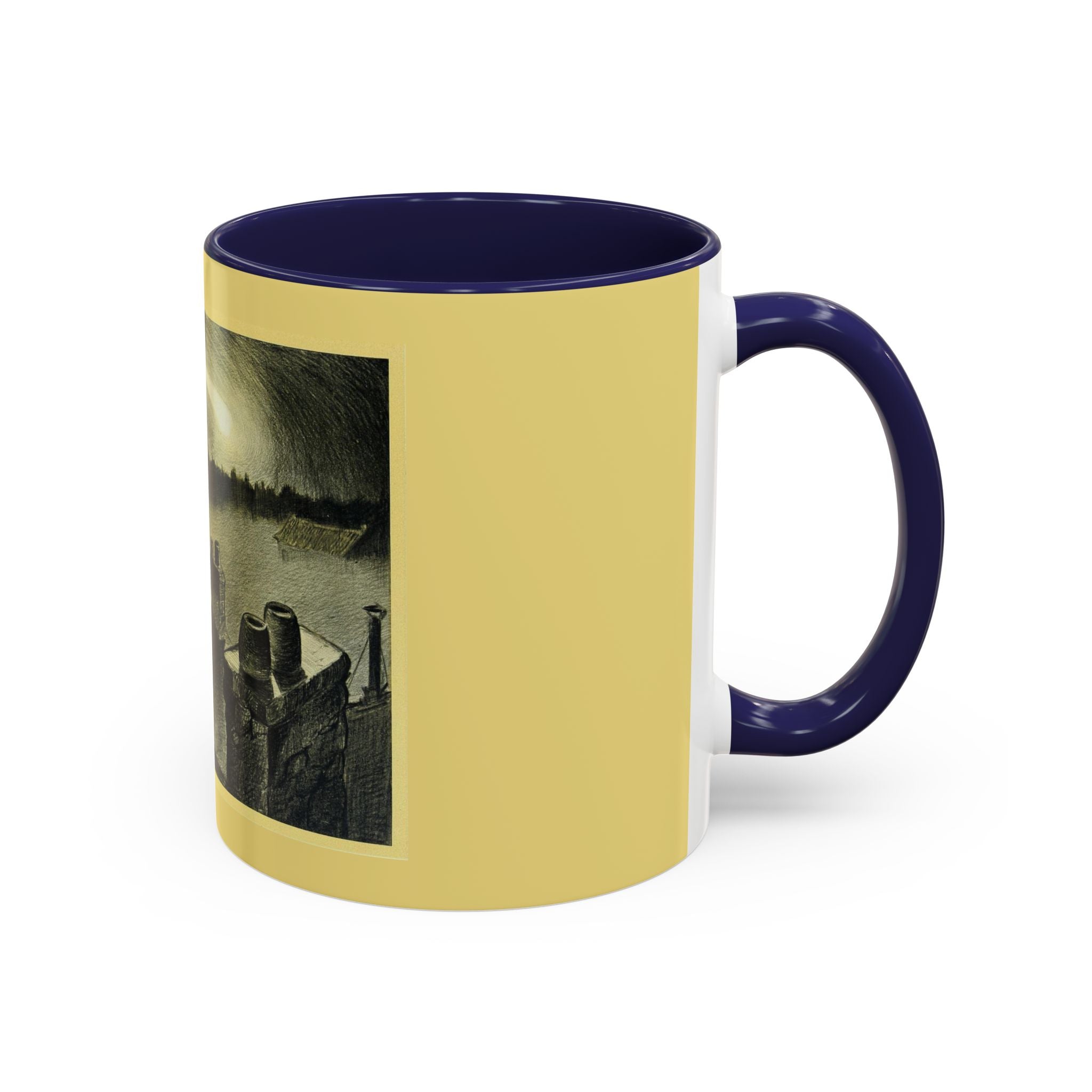 Vintage Moonlit Rooftops Accent Coffee Mug – Gothic Night Skyline 11oz/15oz