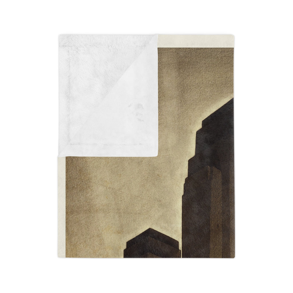 Art Deco Skyscraper Velvet Blanket